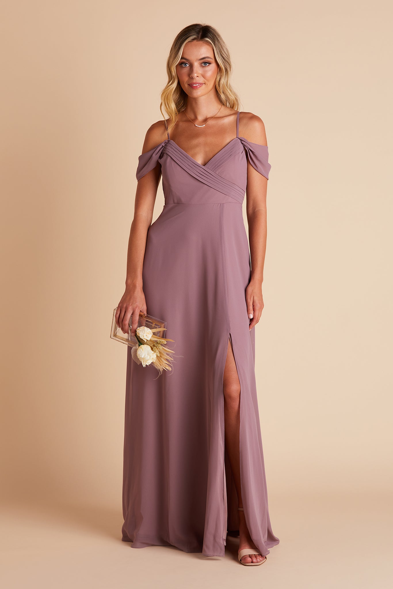 Off-the-Shoulder Convertible Dress with Pockets | Spence Dark Mauve
