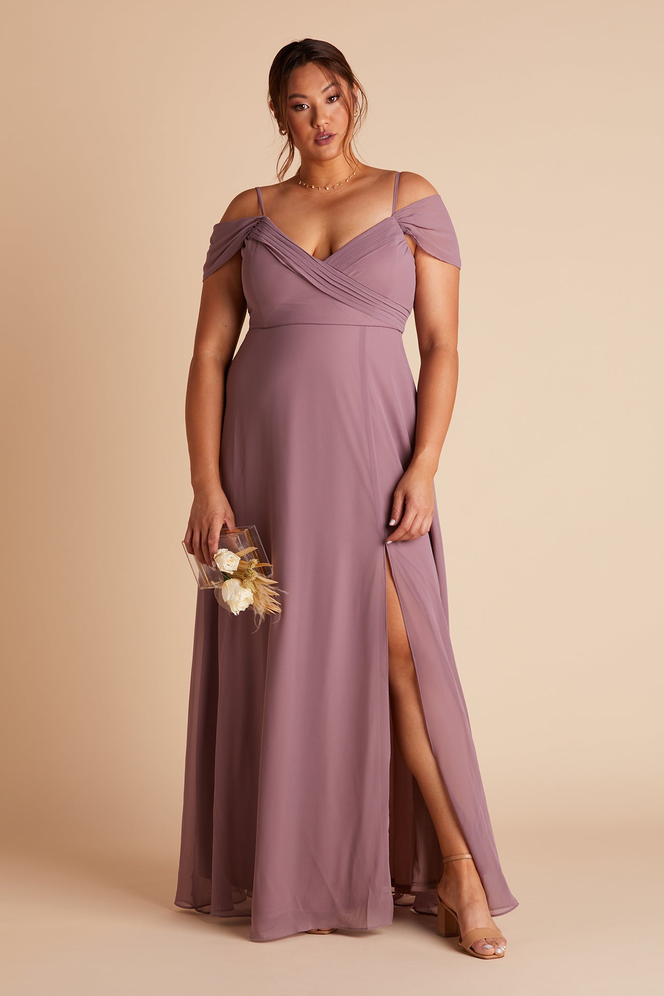 Off-the-Shoulder Convertible Dress with Pockets | Spence Dark Mauve