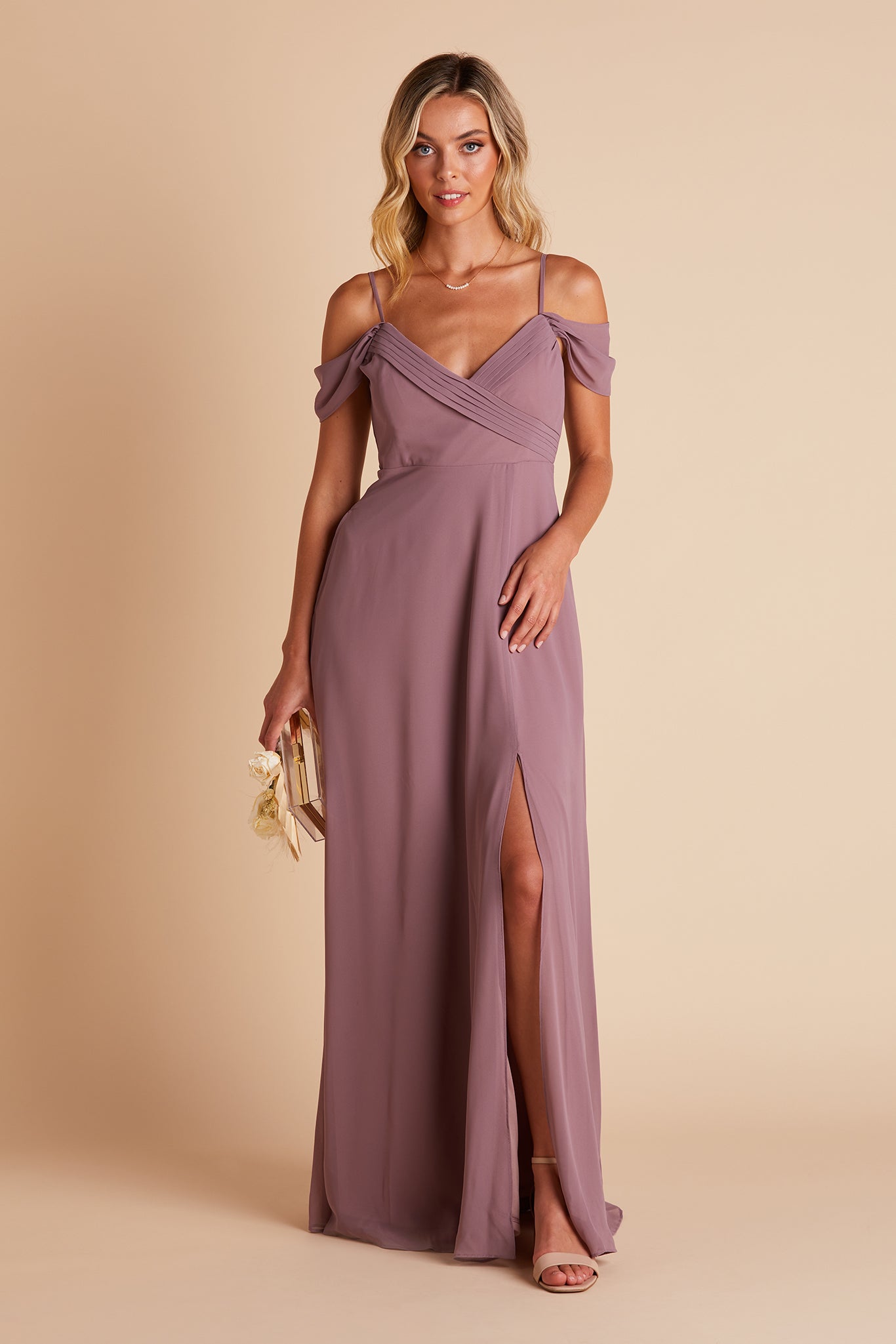 Off-the-Shoulder Convertible Dress with Pockets | Spence Dark Mauve