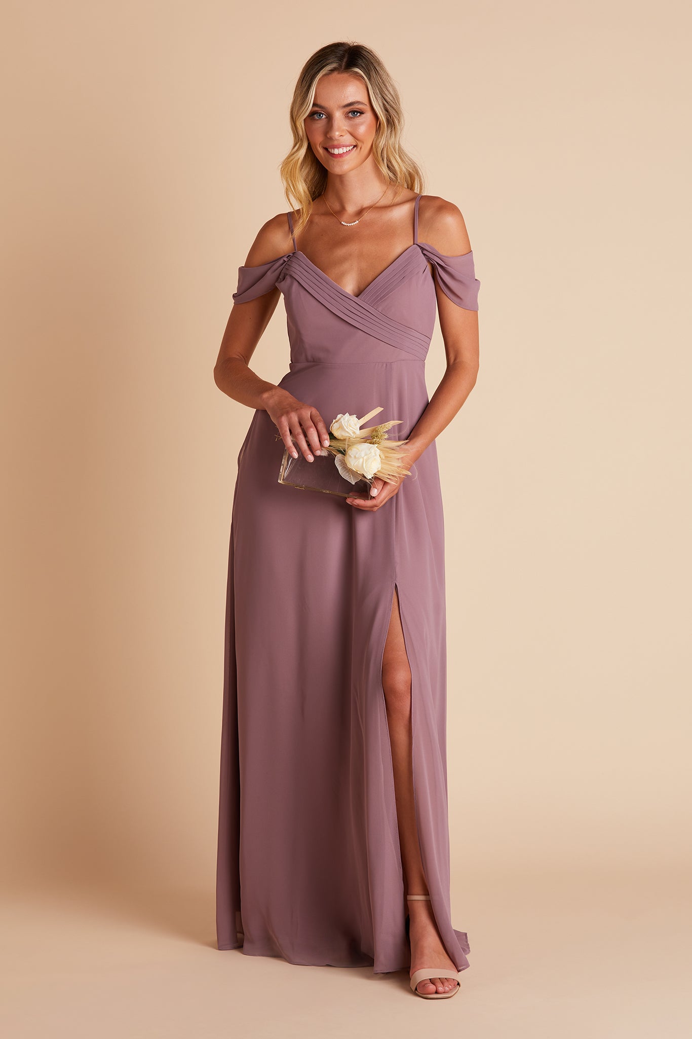 Off-the-Shoulder Convertible Dress with Pockets | Spence Dark Mauve