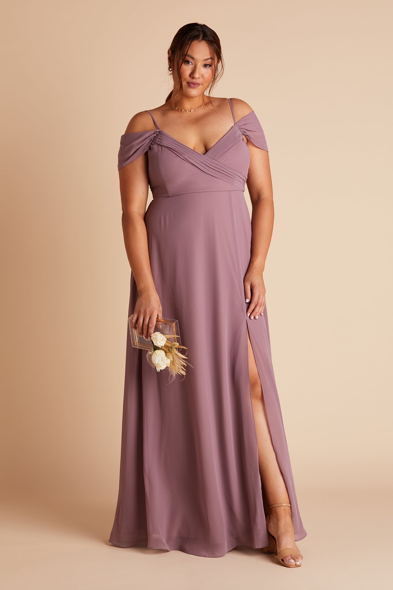 Off-the-Shoulder Convertible Dress with Pockets | Spence Dark Mauve