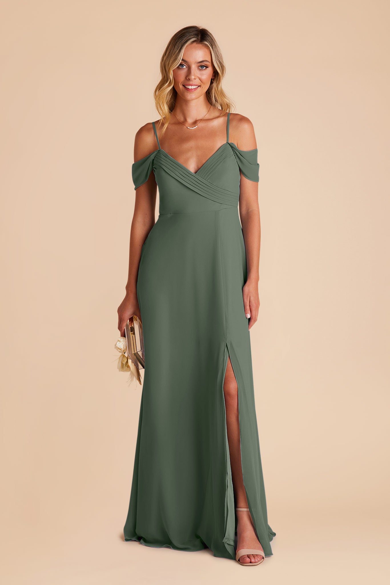 Off-the-Shoulder Convertible Dress with Pockets | Spence Eucalyptus