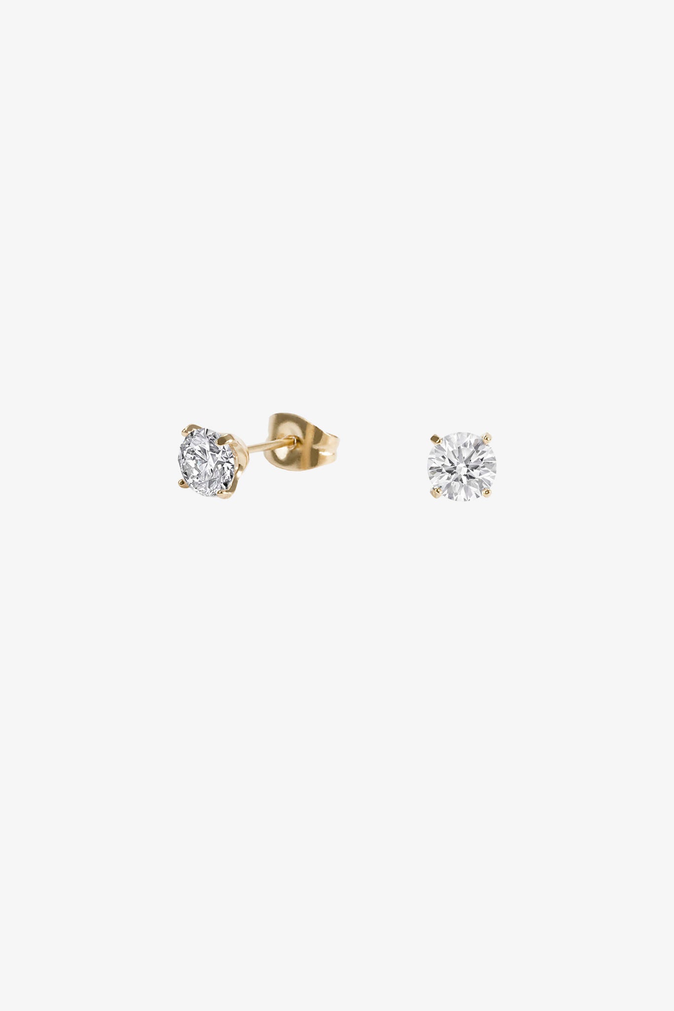 5mm Round CZ Stud Earrings in Gold | Stainless Steel Bridesmaid Jewelry - Mia Bijoux