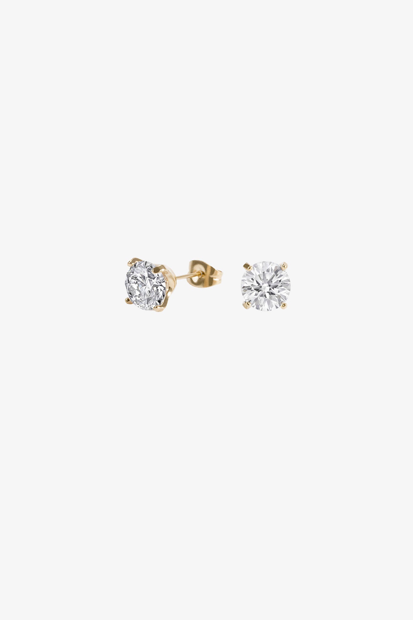 8mm Round CZ Stud Earrings in Stainless Steel & Gold | Mia Bijoux