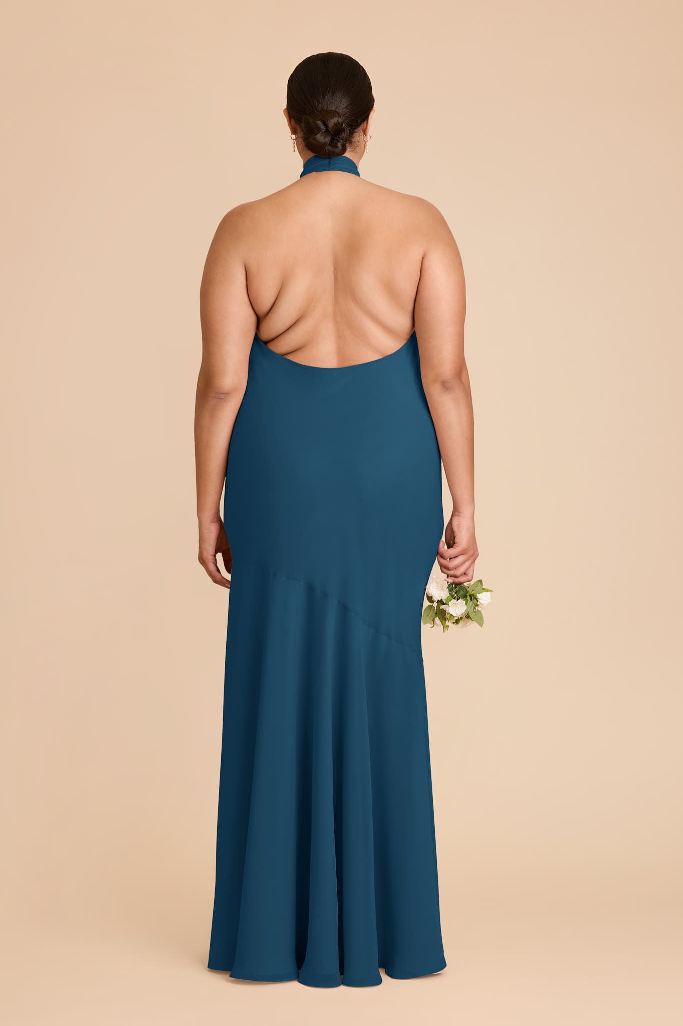 Dark Teal Chiffon Halter Dress | Stephanie