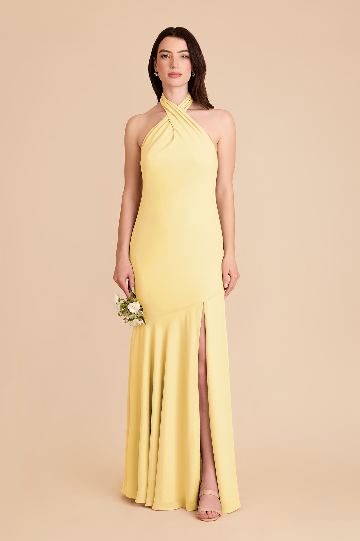 Chiffon Halter Dress for Women | Stephanie Lemon Sorbet