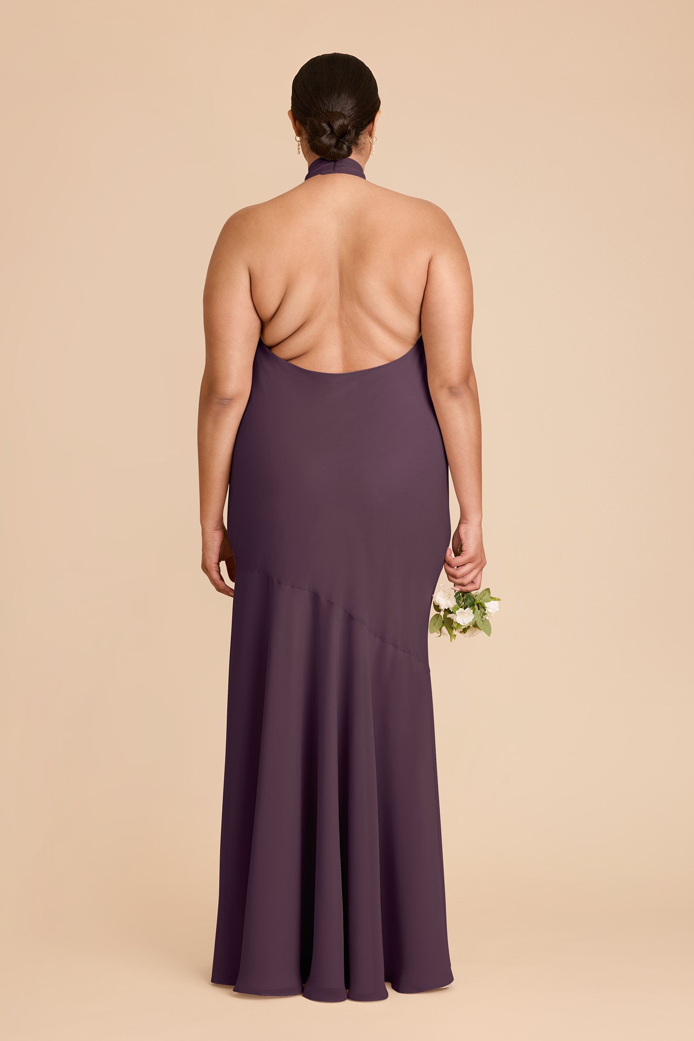 Chiffon Halter Dress in Plum | Stephanie