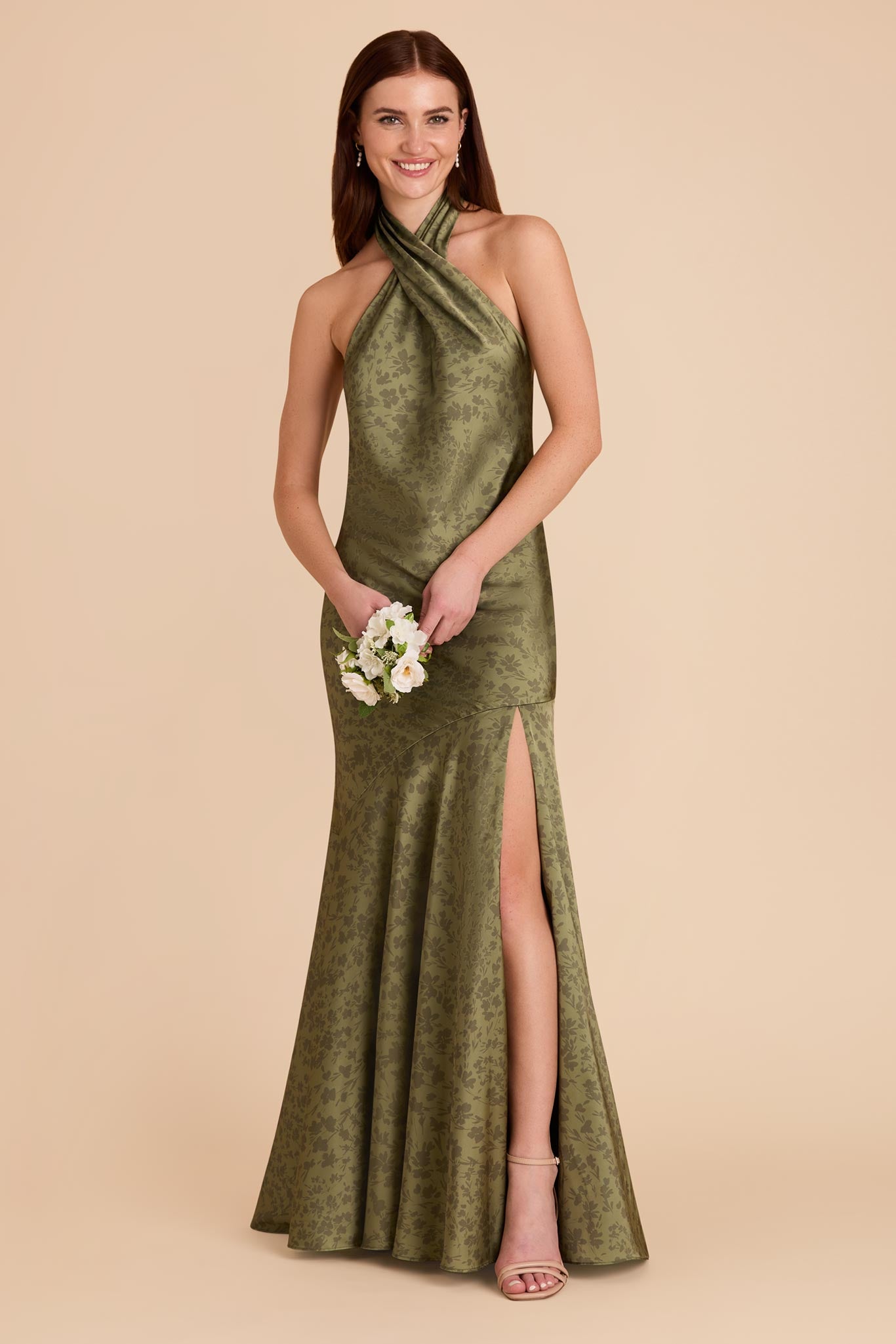 Matte Satin Halter Dress - Dreamy Floral | Stephanie