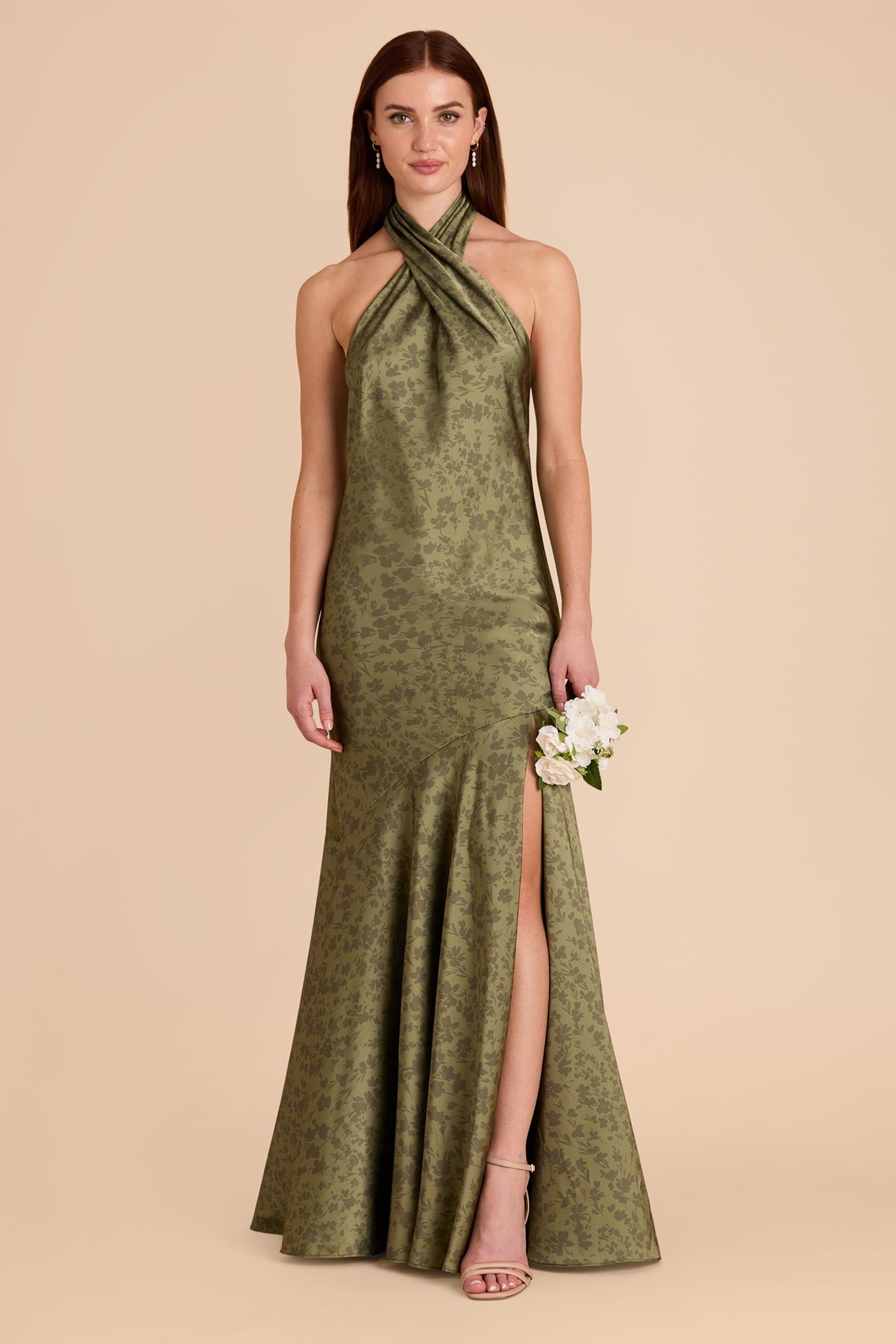 Matte Satin Halter Dress - Dreamy Floral | Stephanie