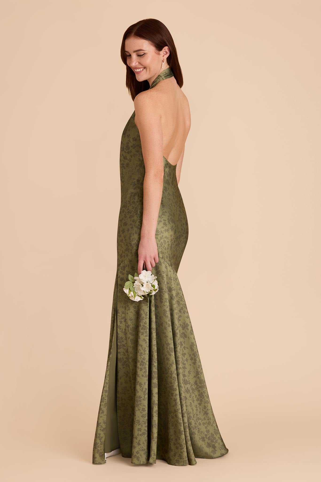 Matte Satin Halter Dress - Dreamy Floral | Stephanie