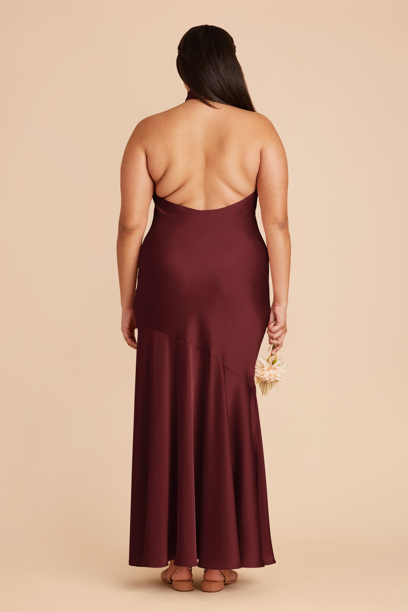 Matte Satin Halter Dress - Stephanie in Cabernet