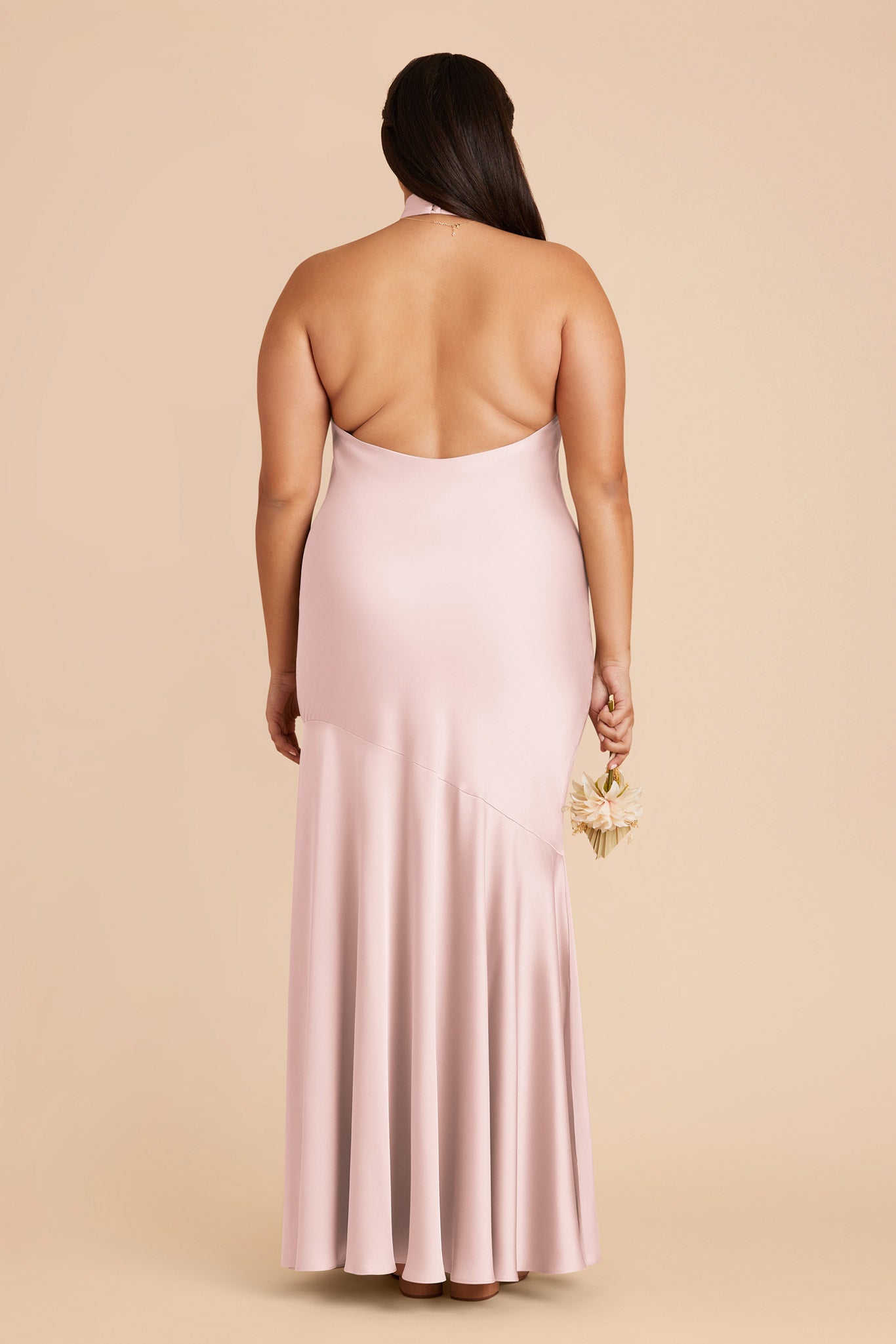 Matte Satin Halter Dress - Pale Blush | Stephanie