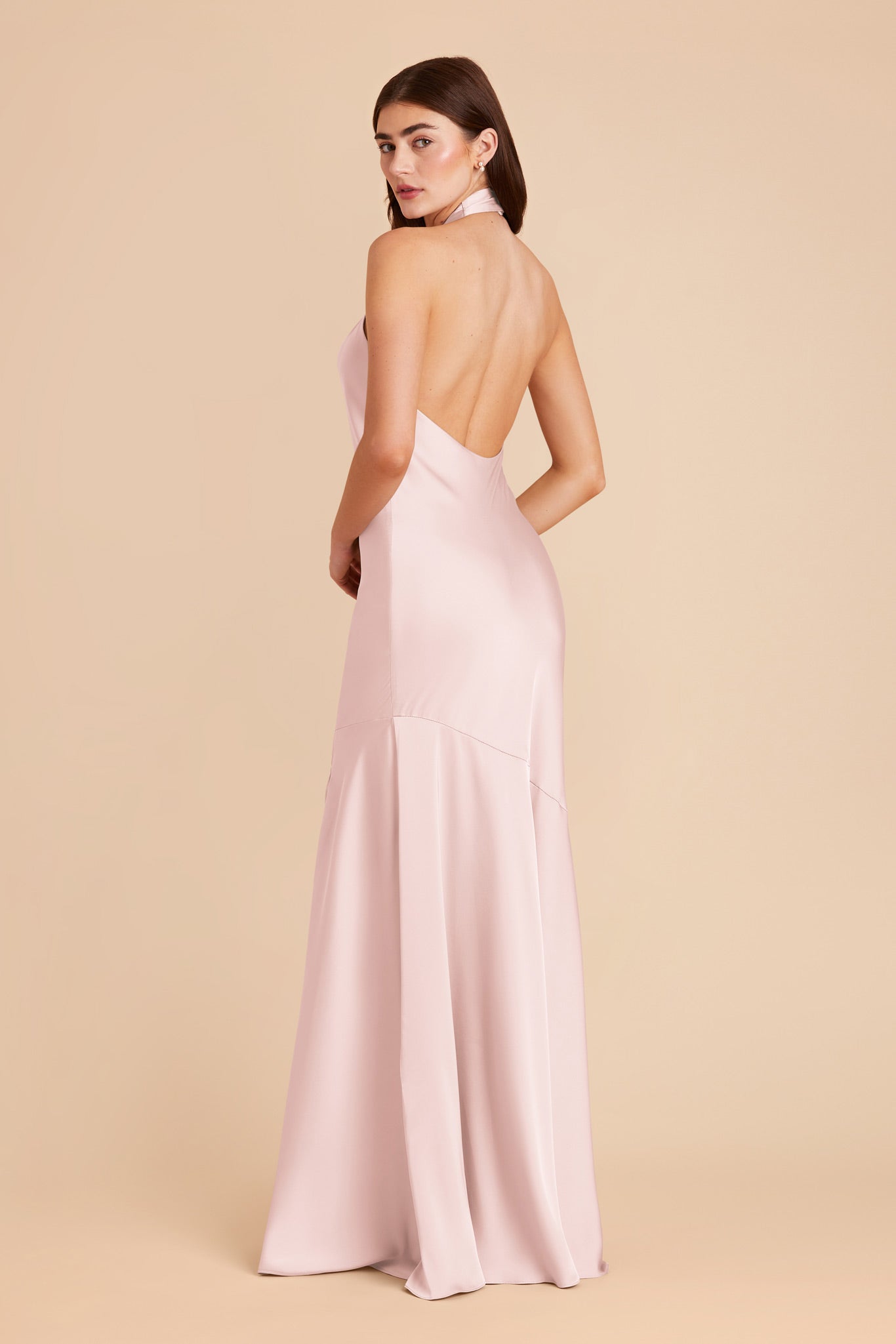 Matte Satin Halter Dress - Pale Blush | Stephanie
