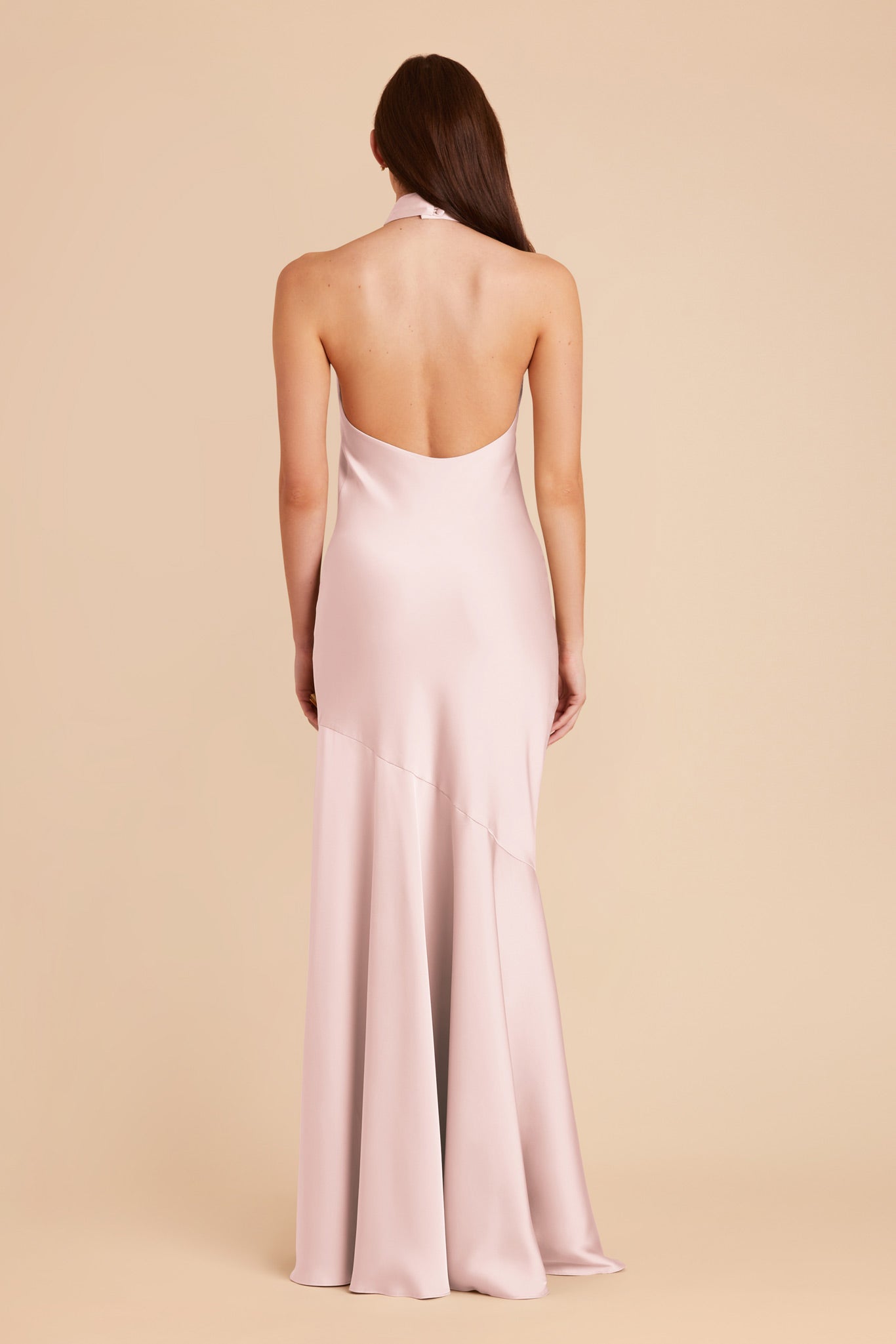 Matte Satin Halter Dress - Pale Blush | Stephanie