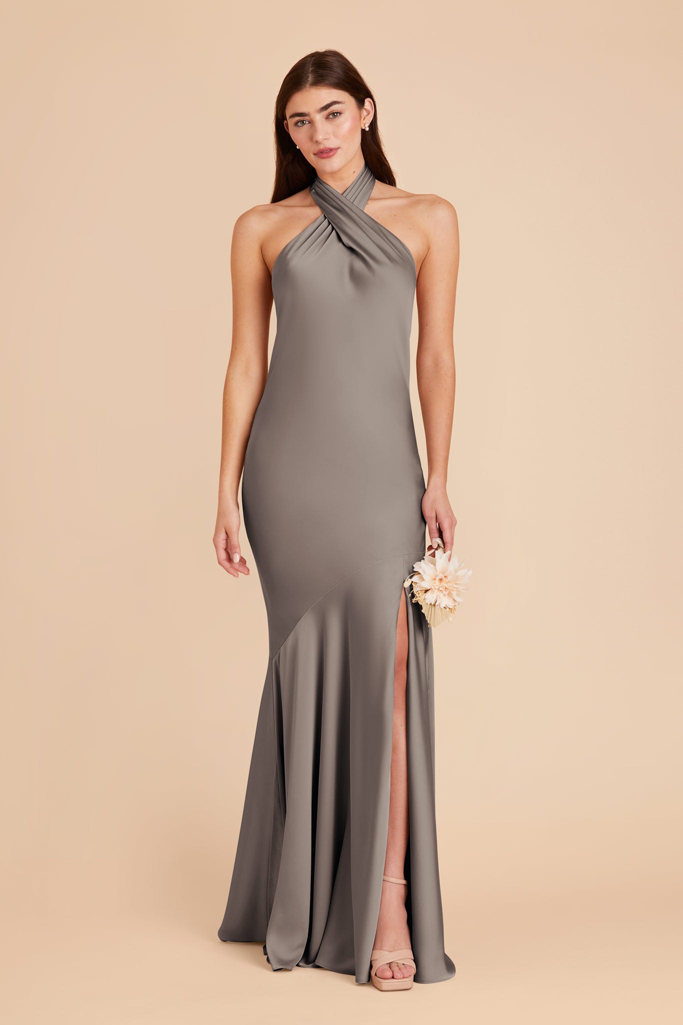 Matte Satin Halter Dress for Women | Stephanie Quartz