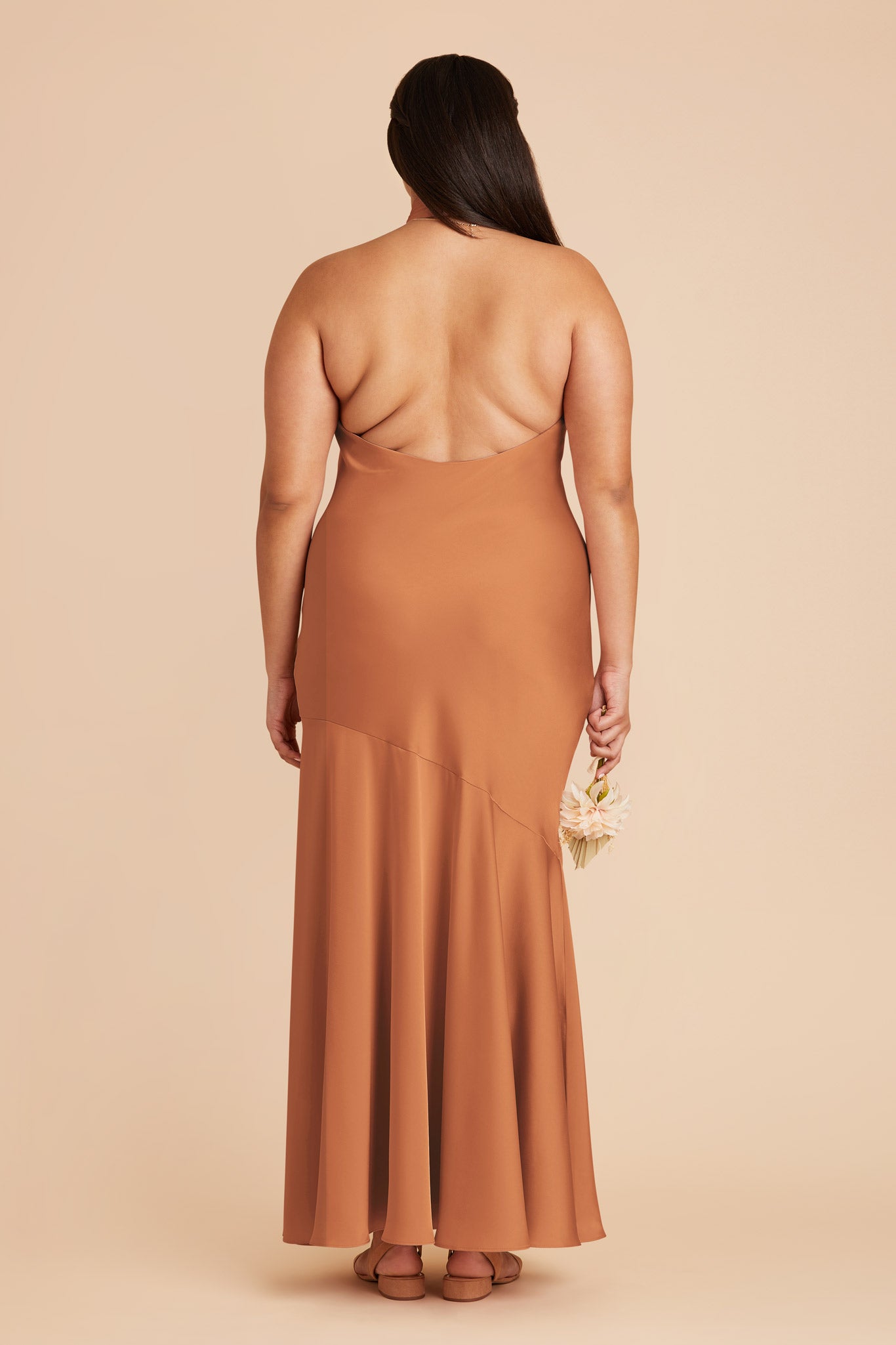 Matte Satin Halter Dress - Stephanie | Rust