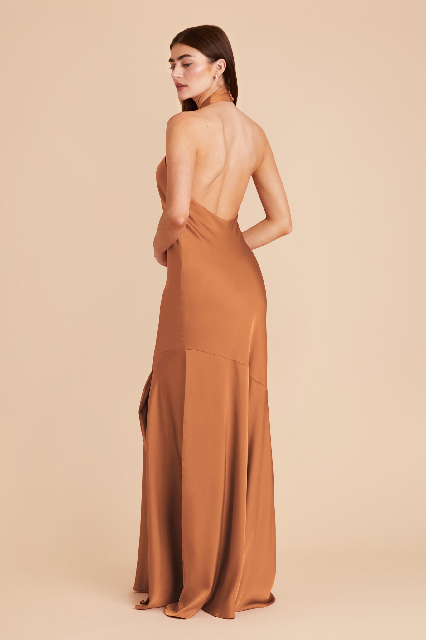 Matte Satin Halter Dress - Stephanie | Rust