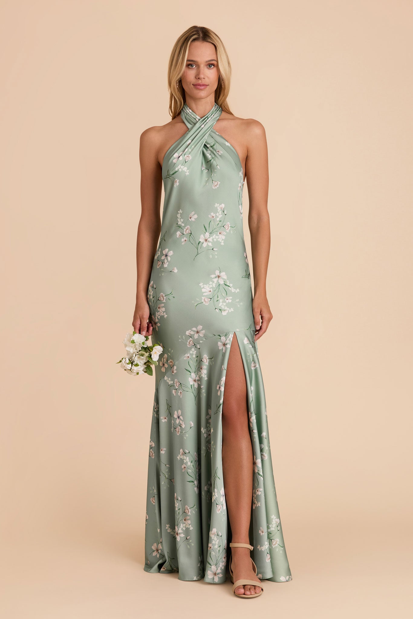 Matte Satin Halter Dress - Sage Le Fleur