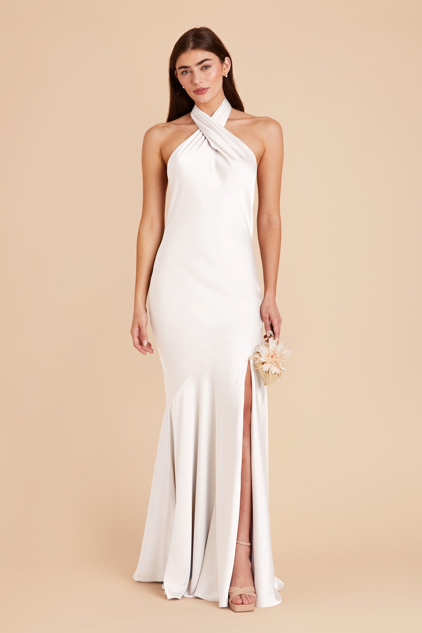 Matte Satin Halter Dress for Women | Stephanie White