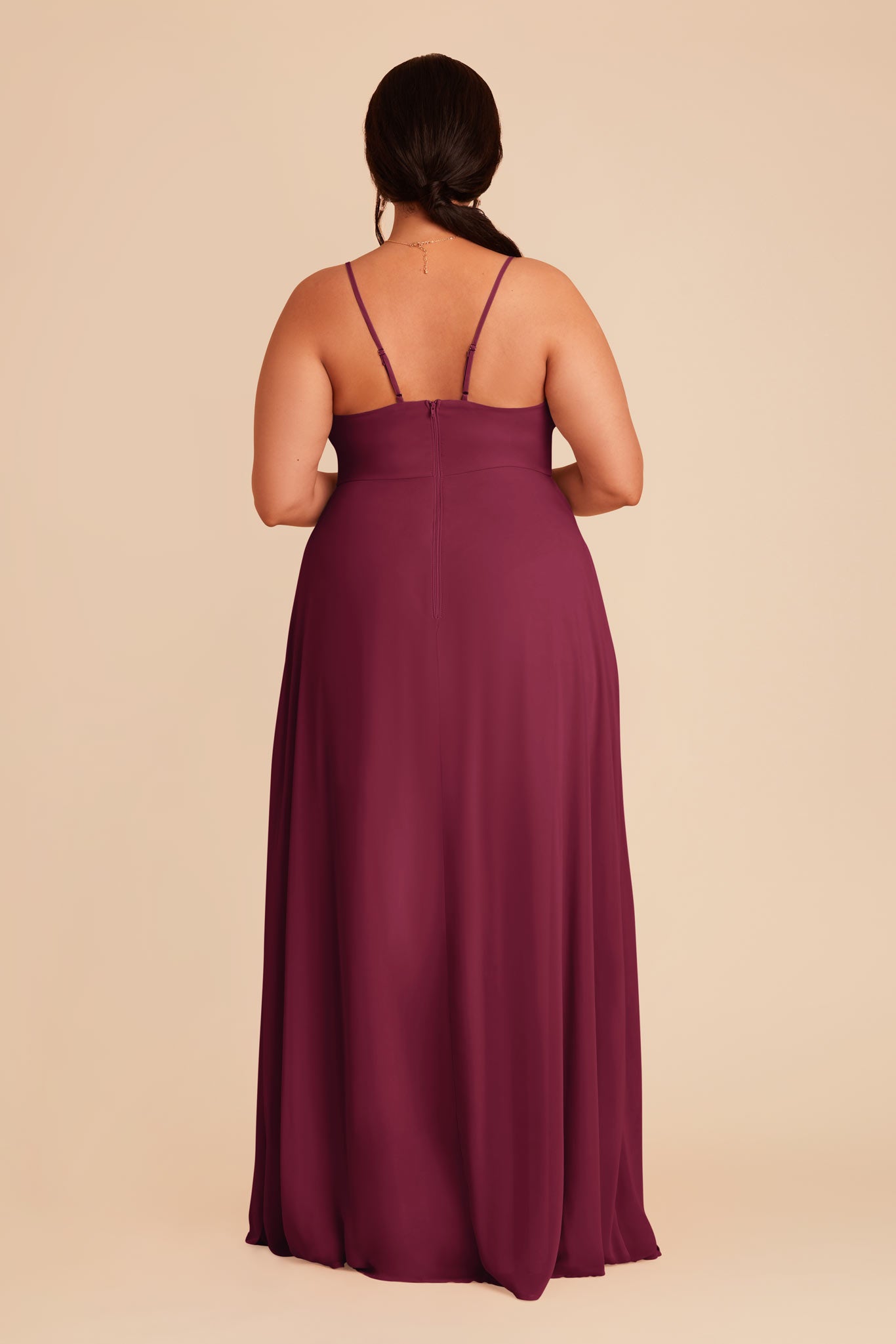 Chiffon Bridesmaid Dress with Ruffle Slit & Convertible Straps | Theresa