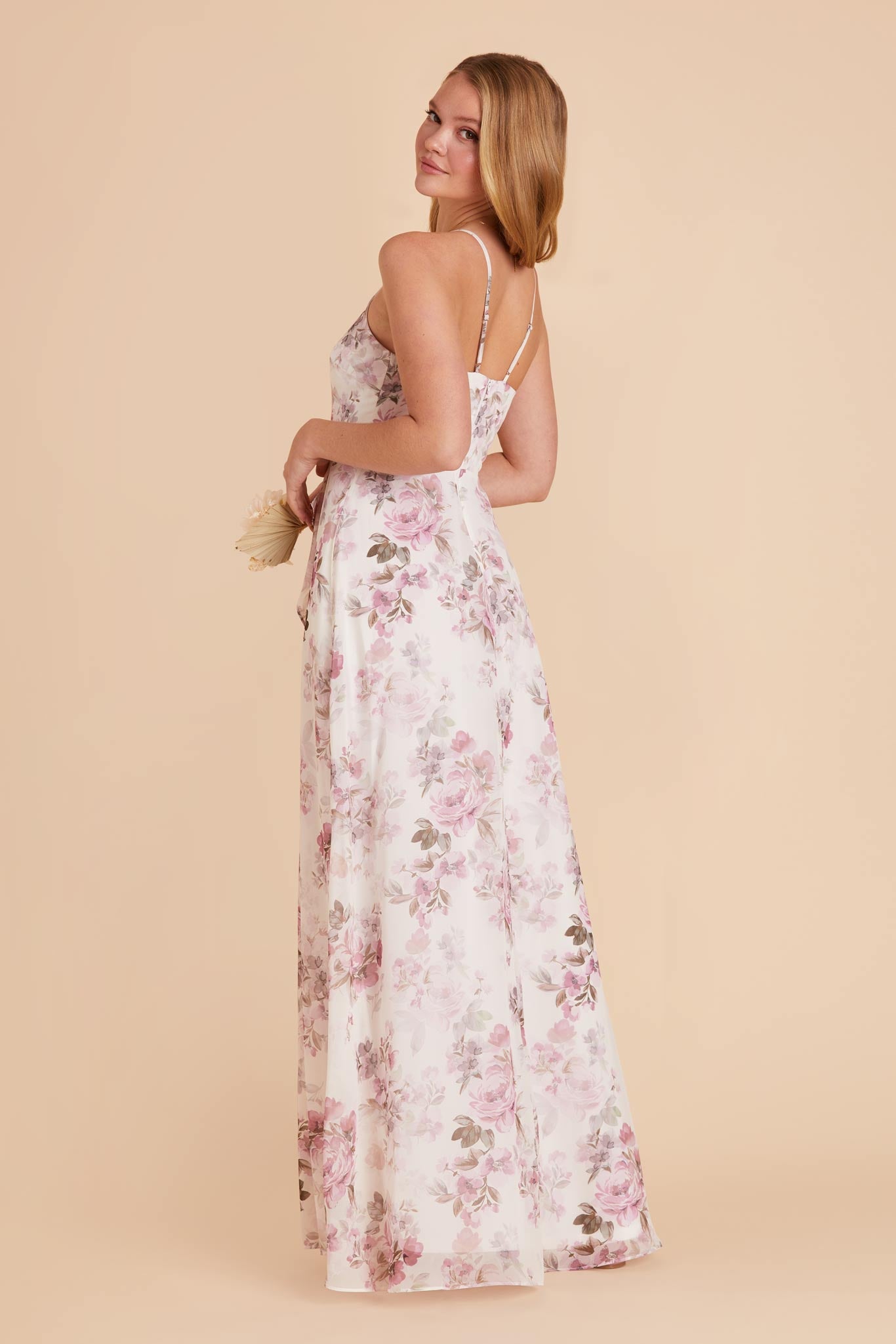 Chiffon Bridesmaid Dress with Ruffle Slit | Theresa