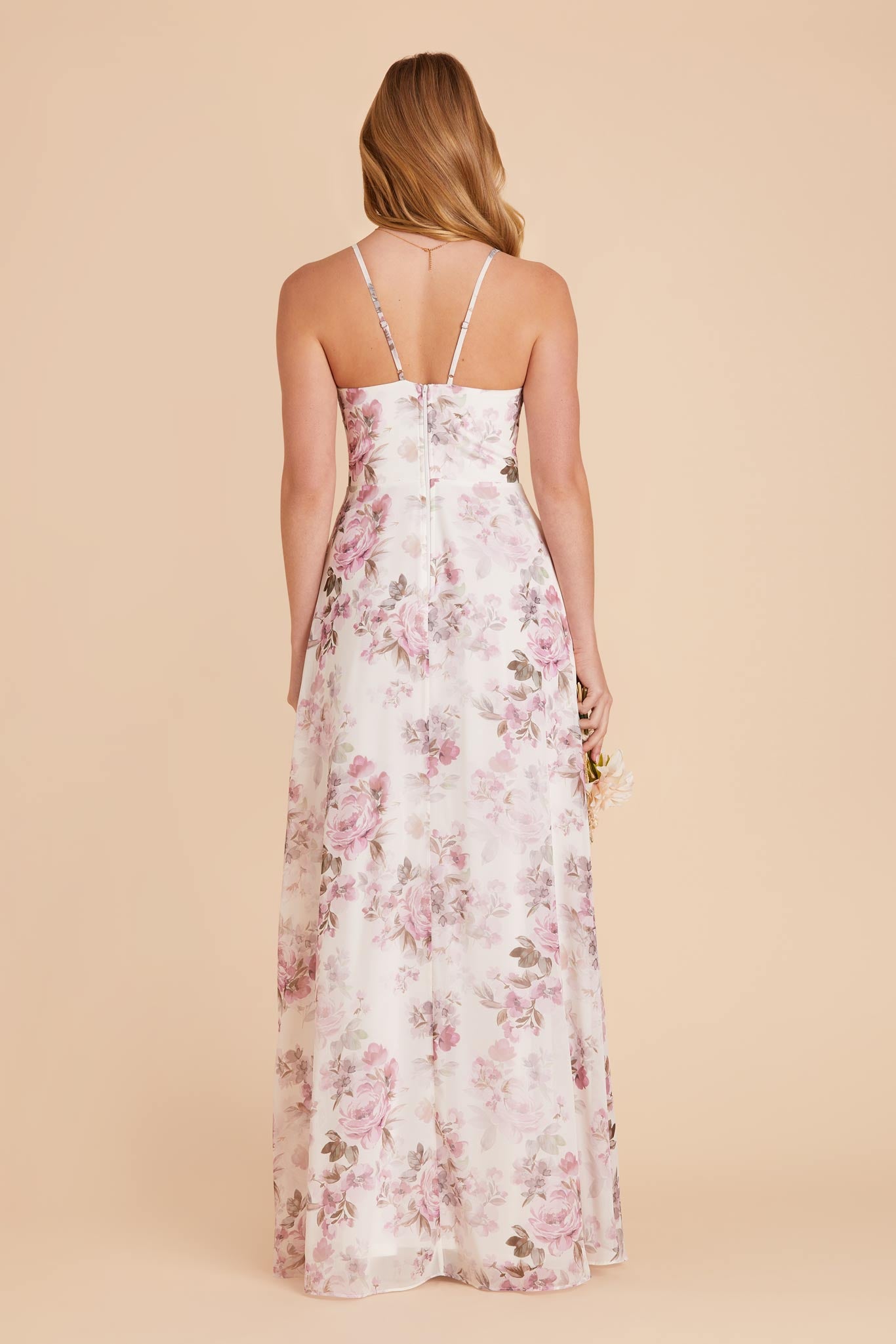 Chiffon Bridesmaid Dress with Ruffle Slit | Theresa