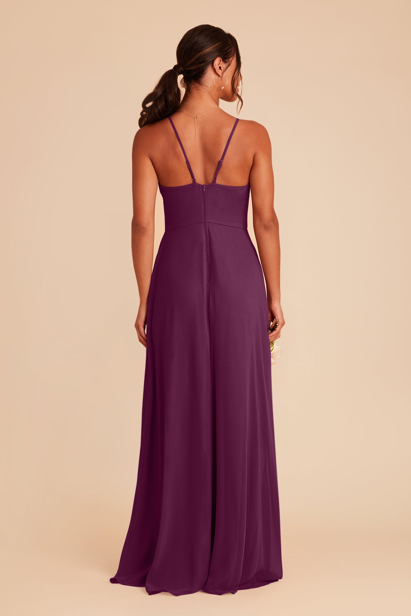 Chiffon Bridesmaid Dress with Ruffle Slit | Theresa Fig