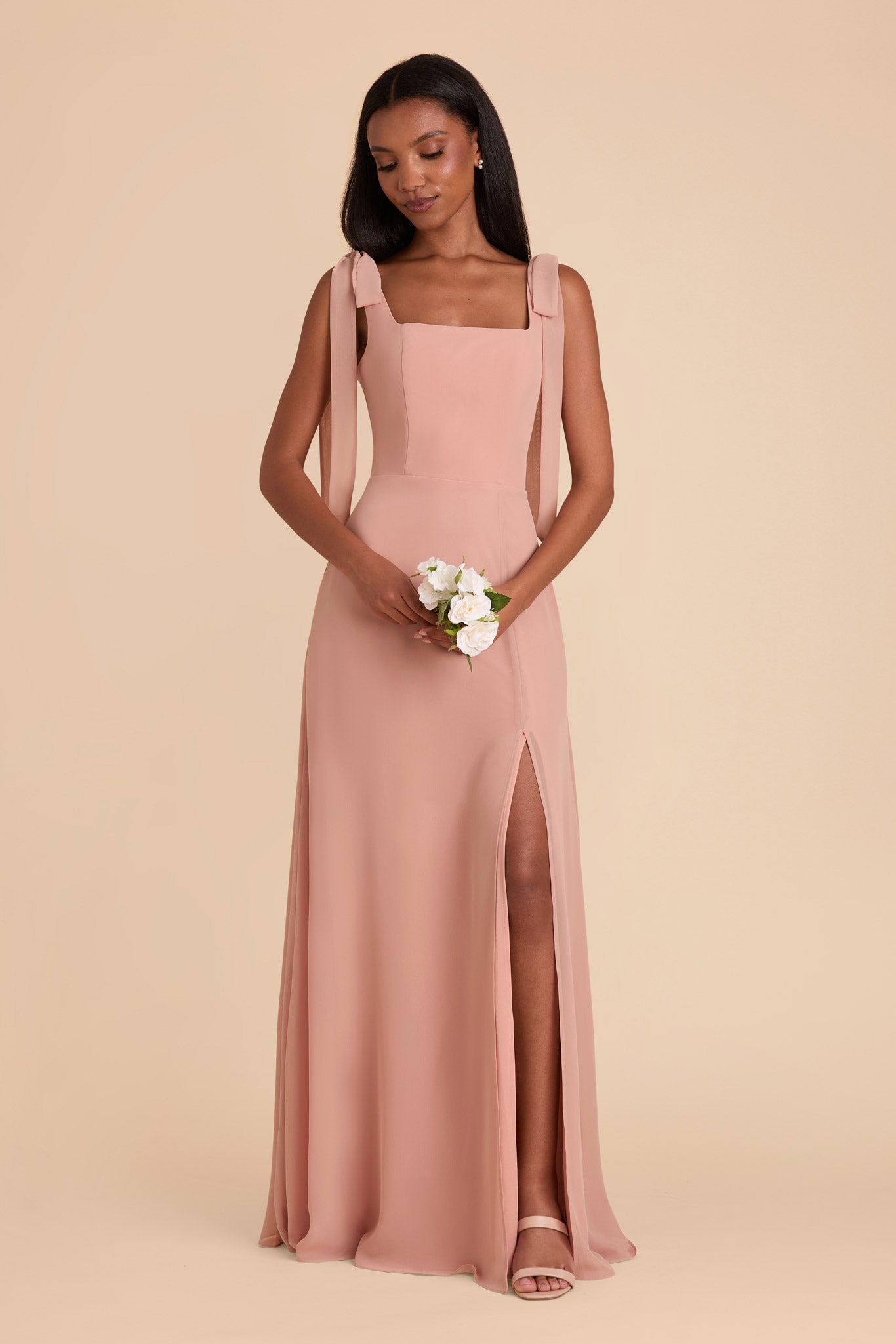 Chiffon Convertible Dress with Bows | Alex - Dusty Rose