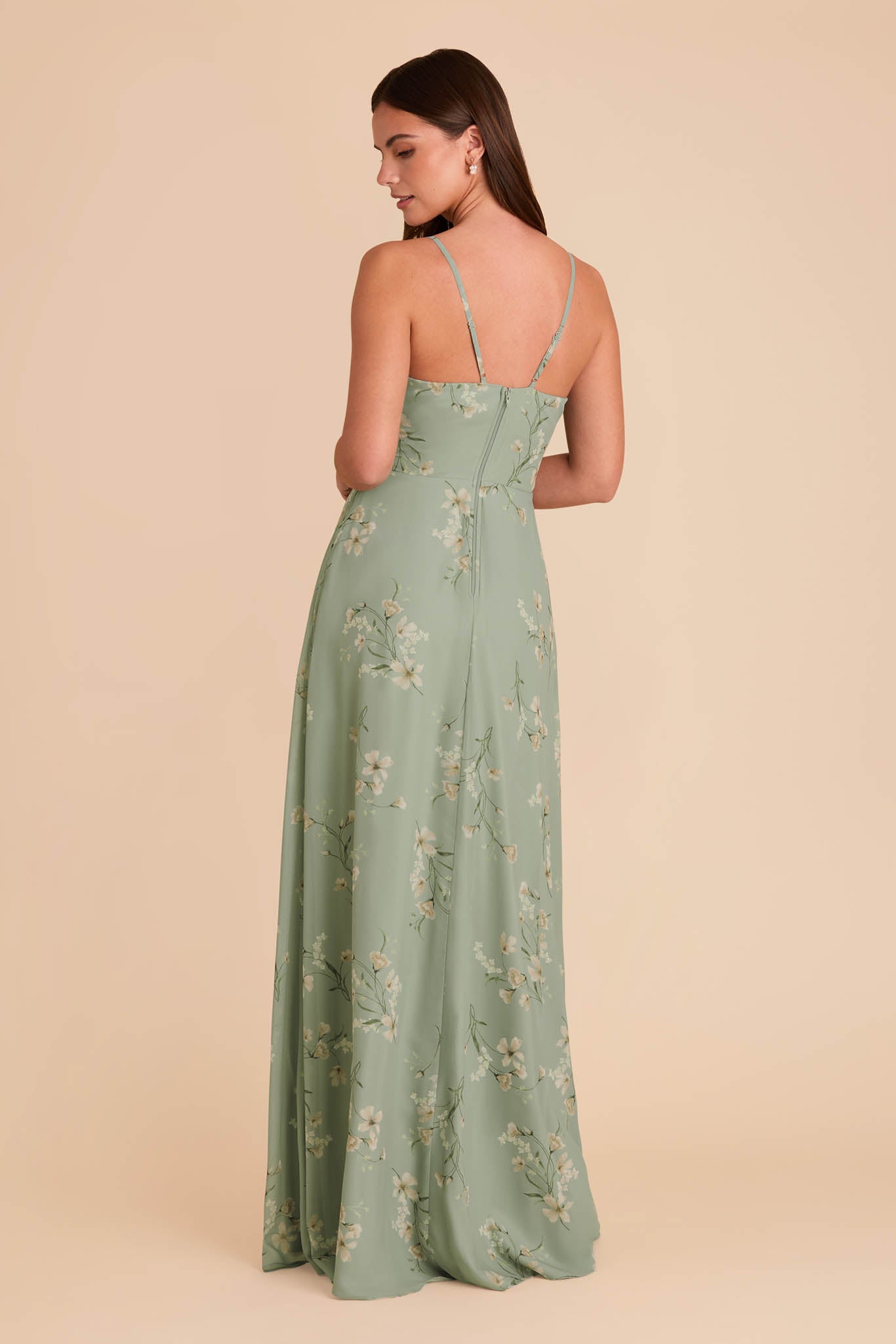 Chiffon Bridesmaid Dress with Ruffle Slit & Convertible Straps | Sage Le Fleur