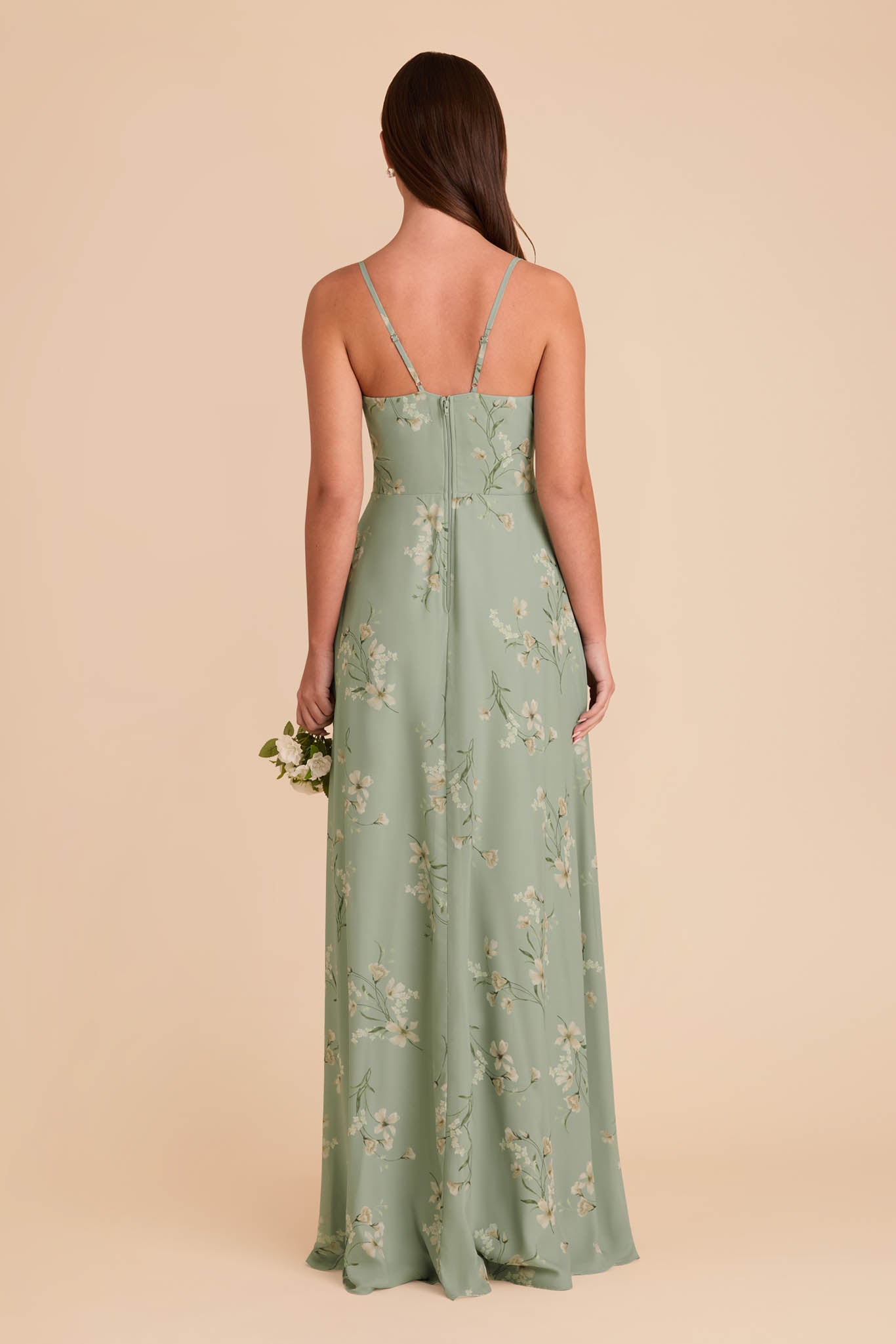 Chiffon Bridesmaid Dress with Ruffle Slit & Convertible Straps | Sage Le Fleur