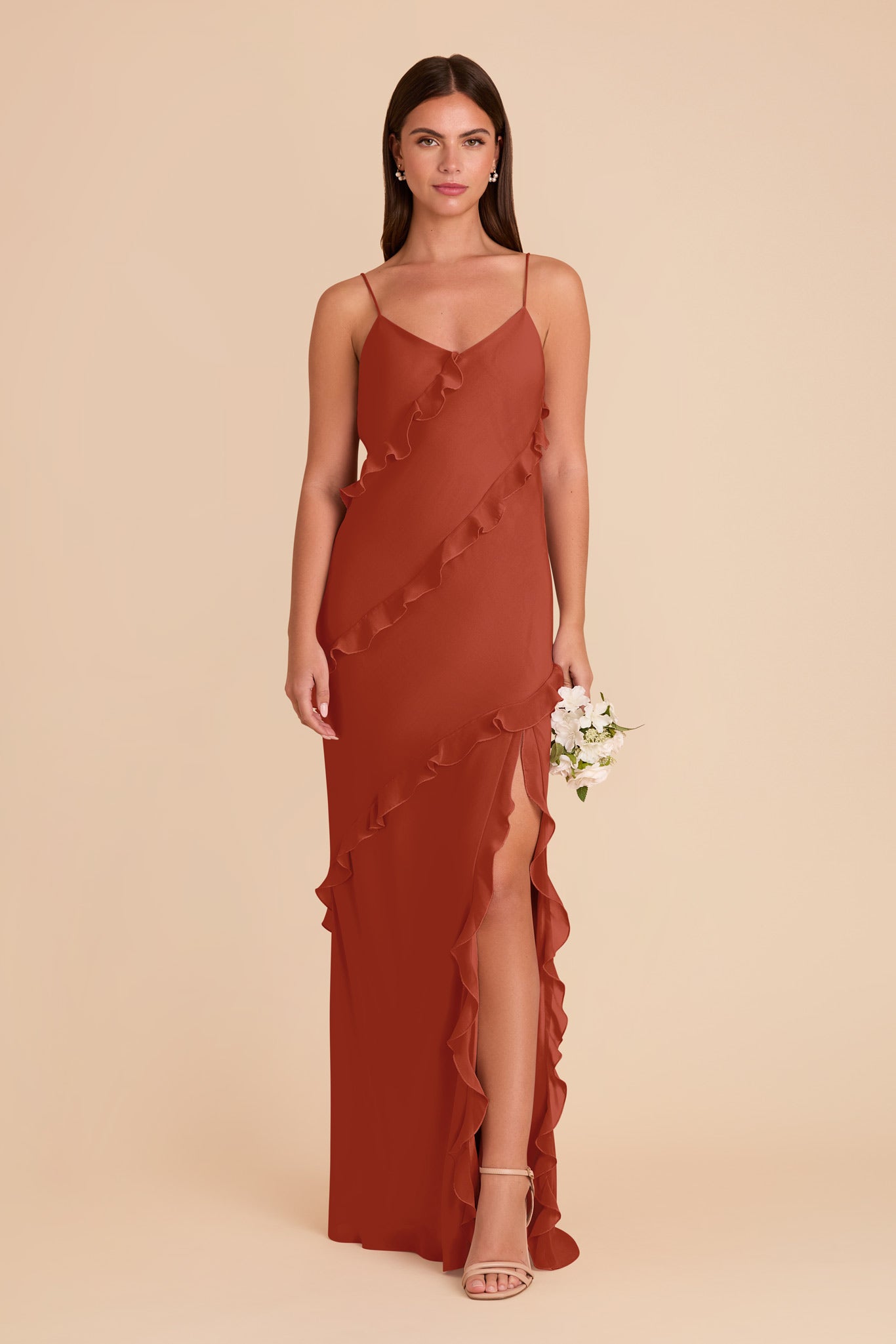 Flirty Ruffled Chiffon Dress for Women | Valentina Auburn