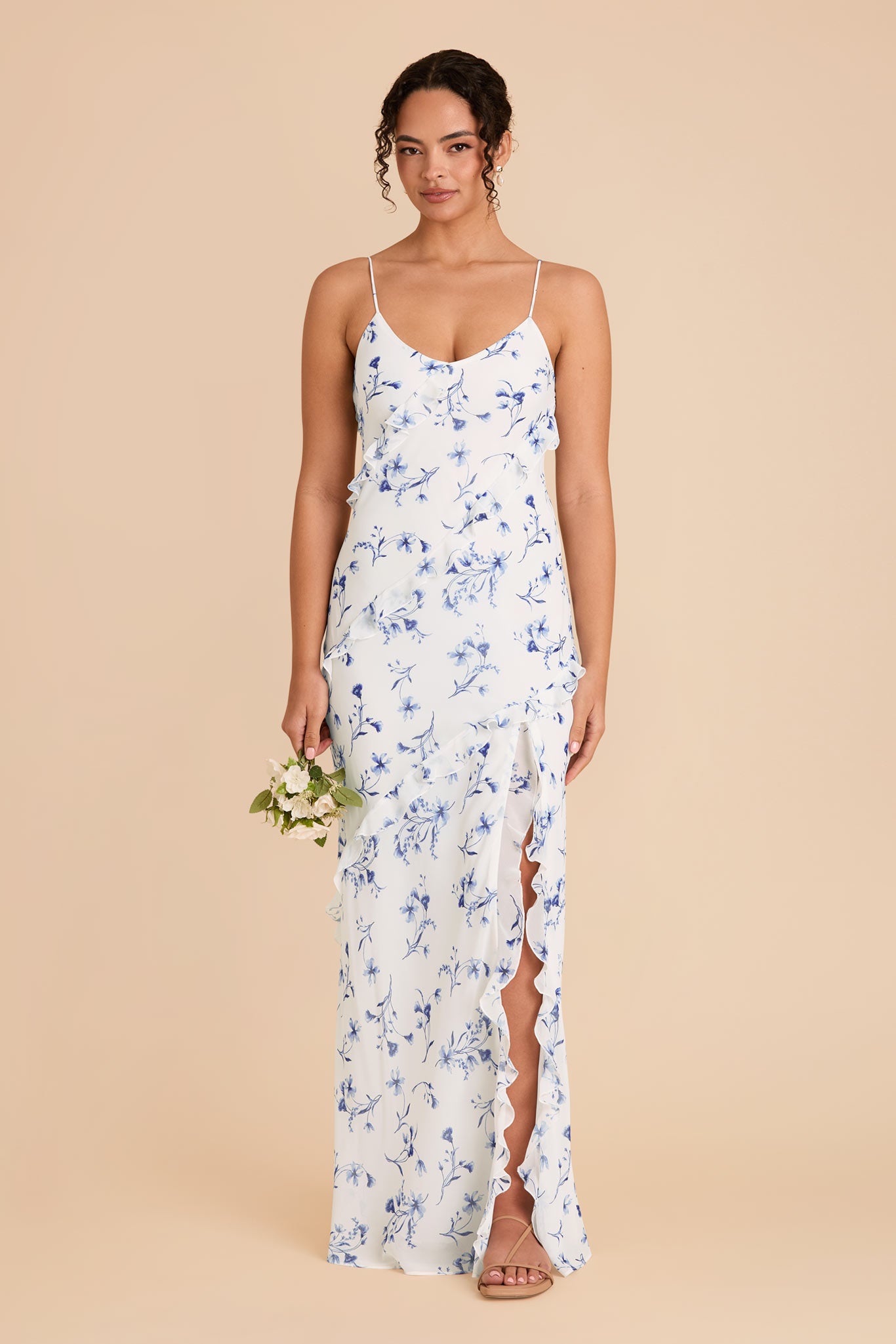 Blue Chiffon Dress with Ruffles | Valentina Le Fleur