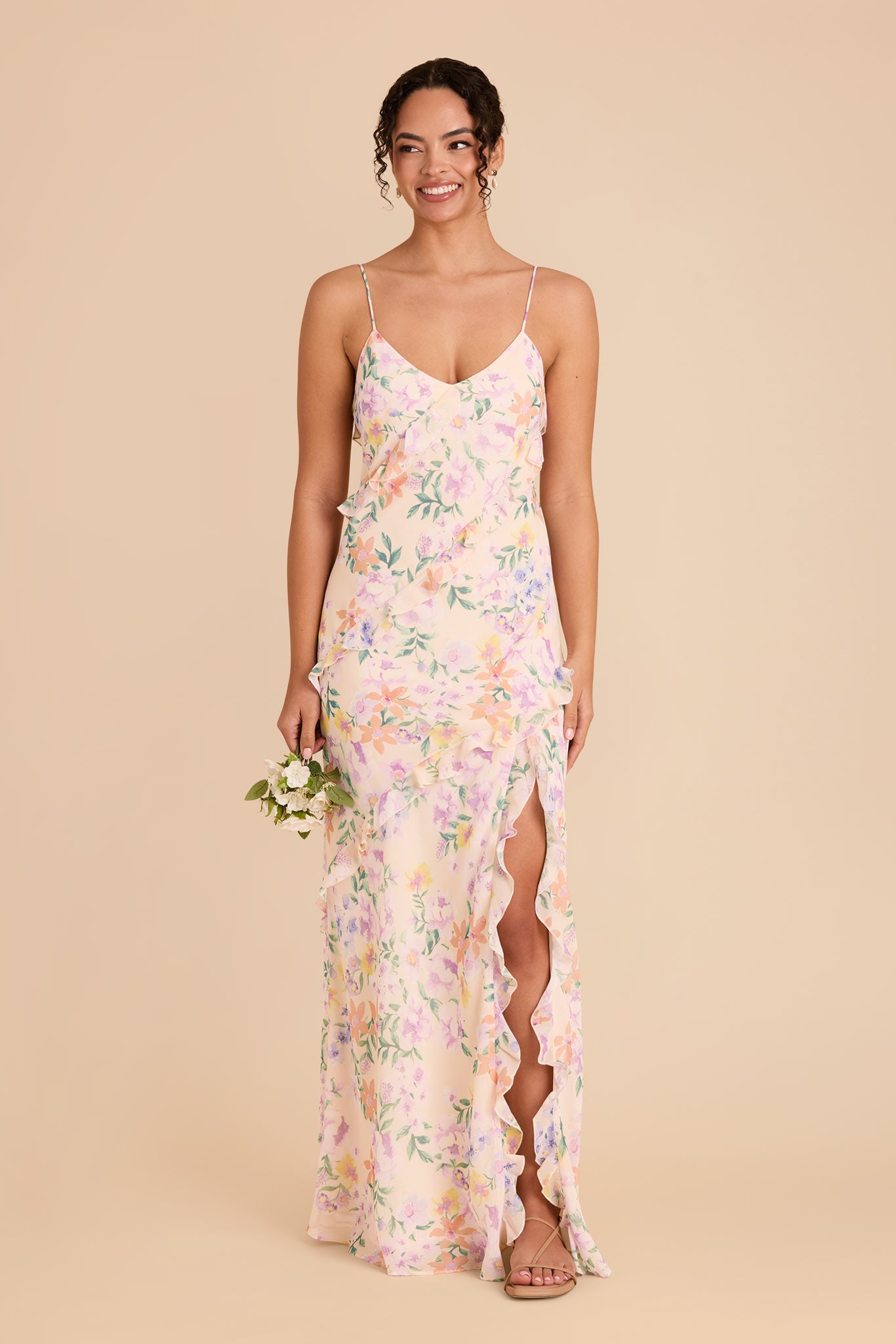 Lightweight Chiffon Dress with Ruffles | Valentina Botanical Blooms