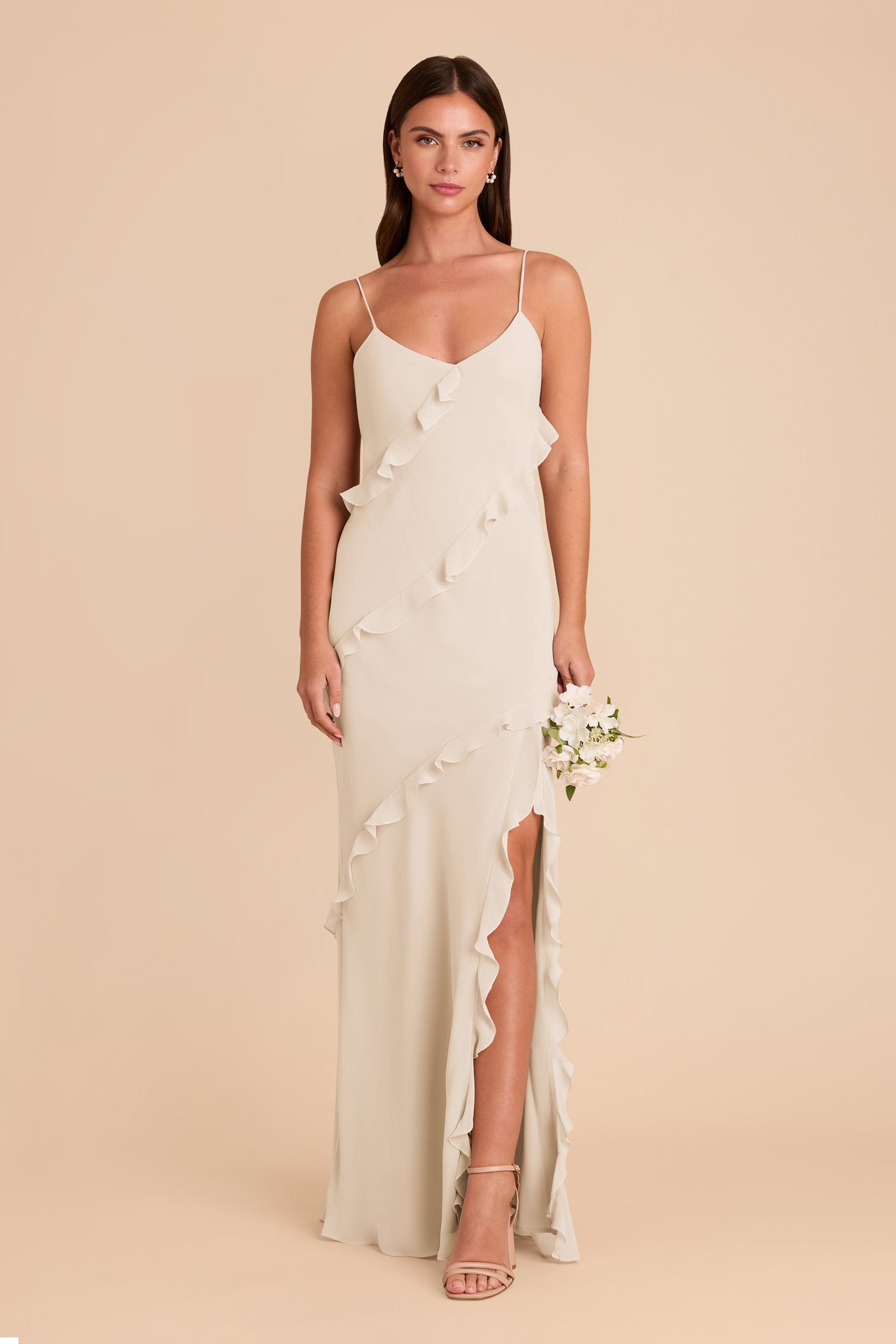 Chiffon Dress with Ruffles - Valentina | Champagne