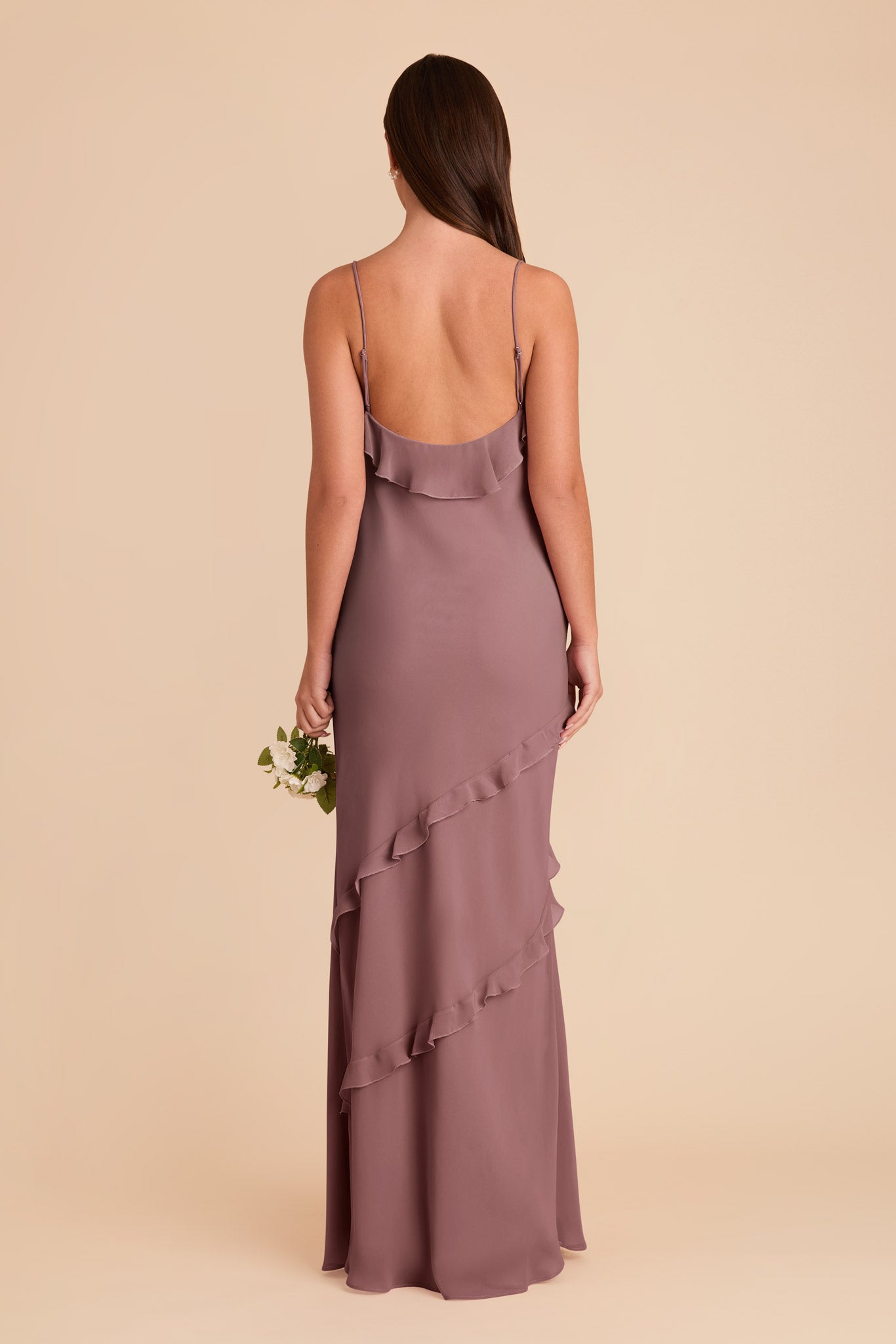 Lightweight Chiffon Dress with Ruffles | Valentina Dark Mauve