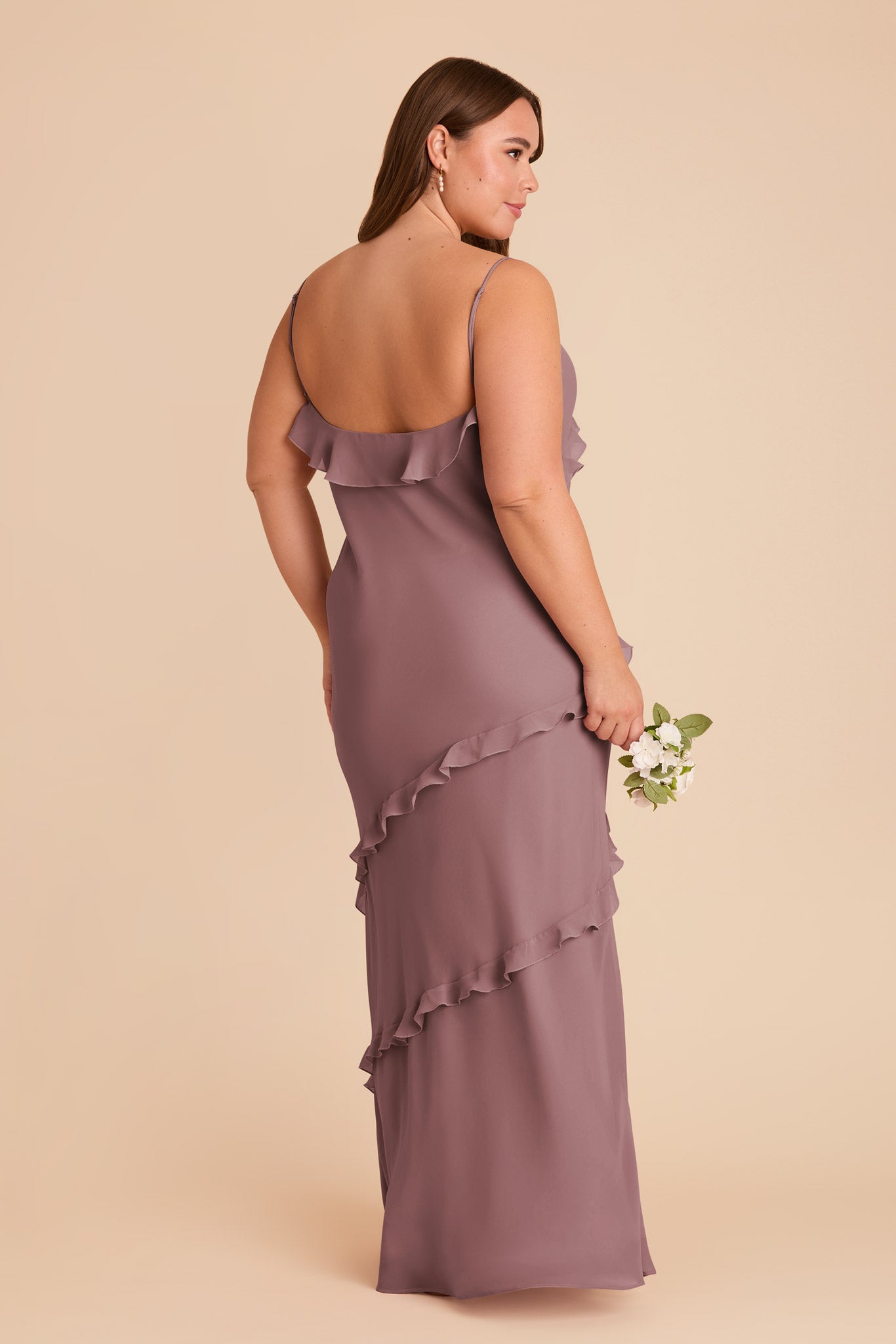 Lightweight Chiffon Dress with Ruffles | Valentina Dark Mauve