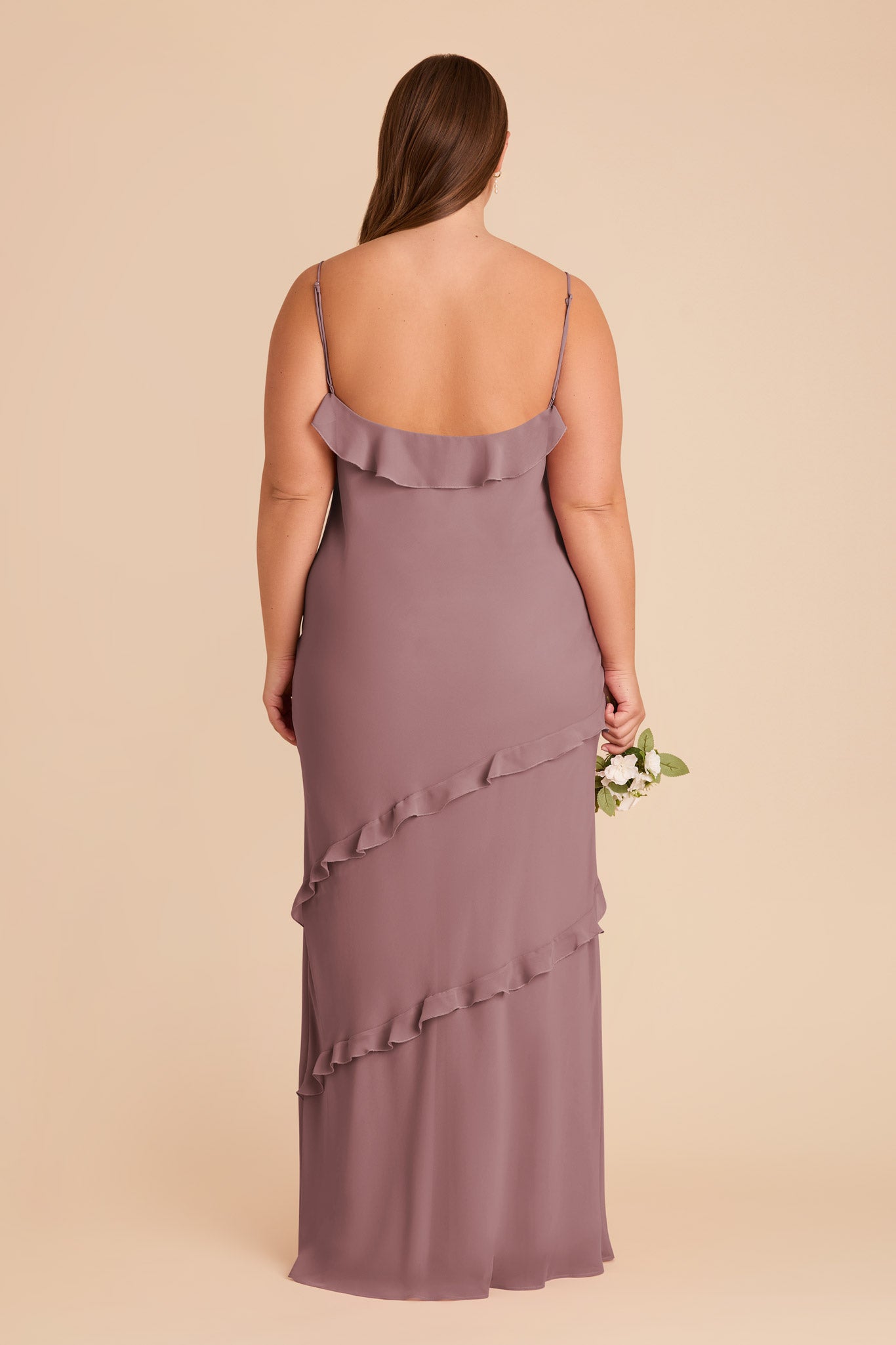 Lightweight Chiffon Dress with Ruffles | Valentina Dark Mauve