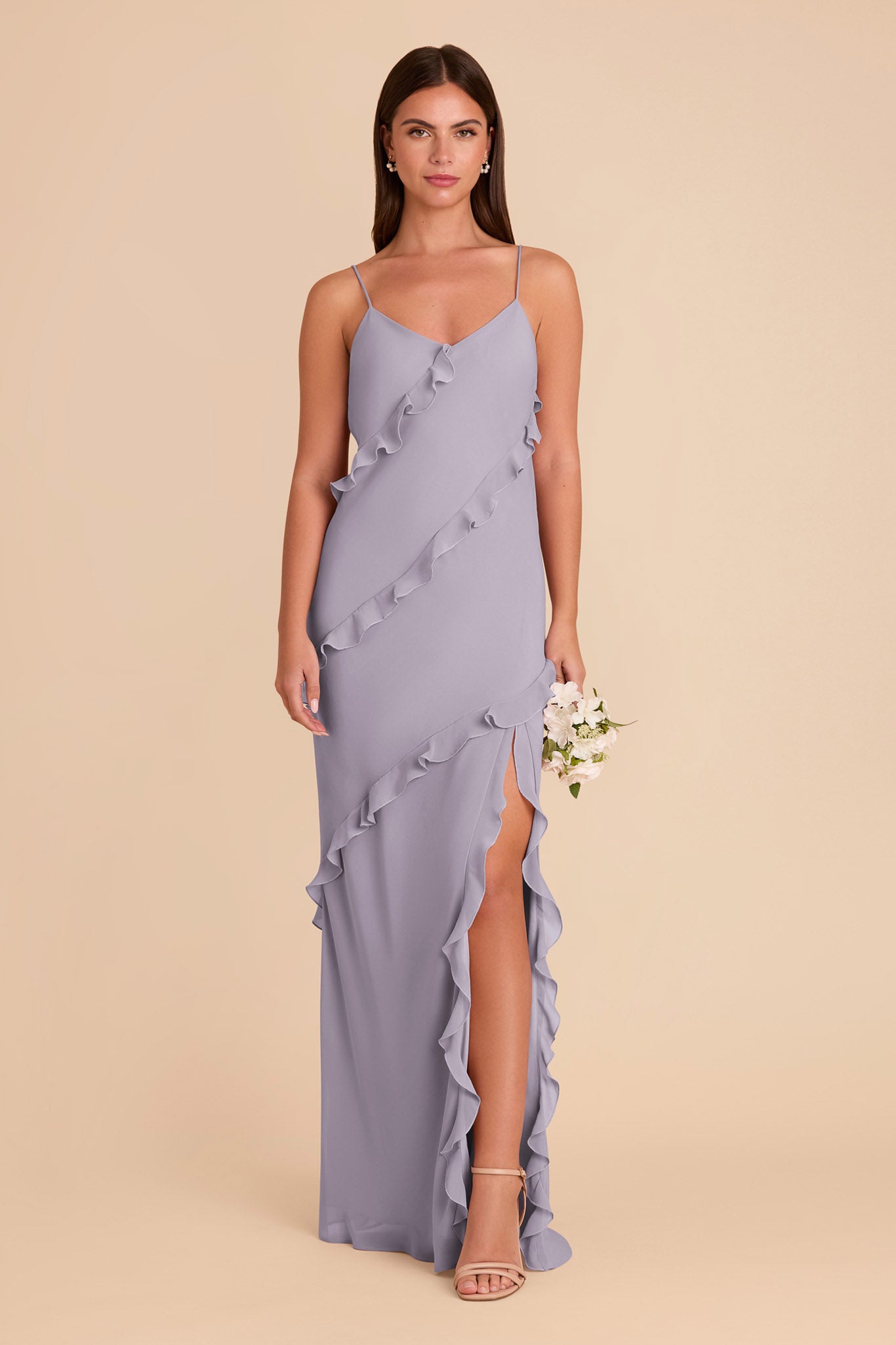 Chiffon Ruffled Dress for Women | Valentina in Dusty Lilac
