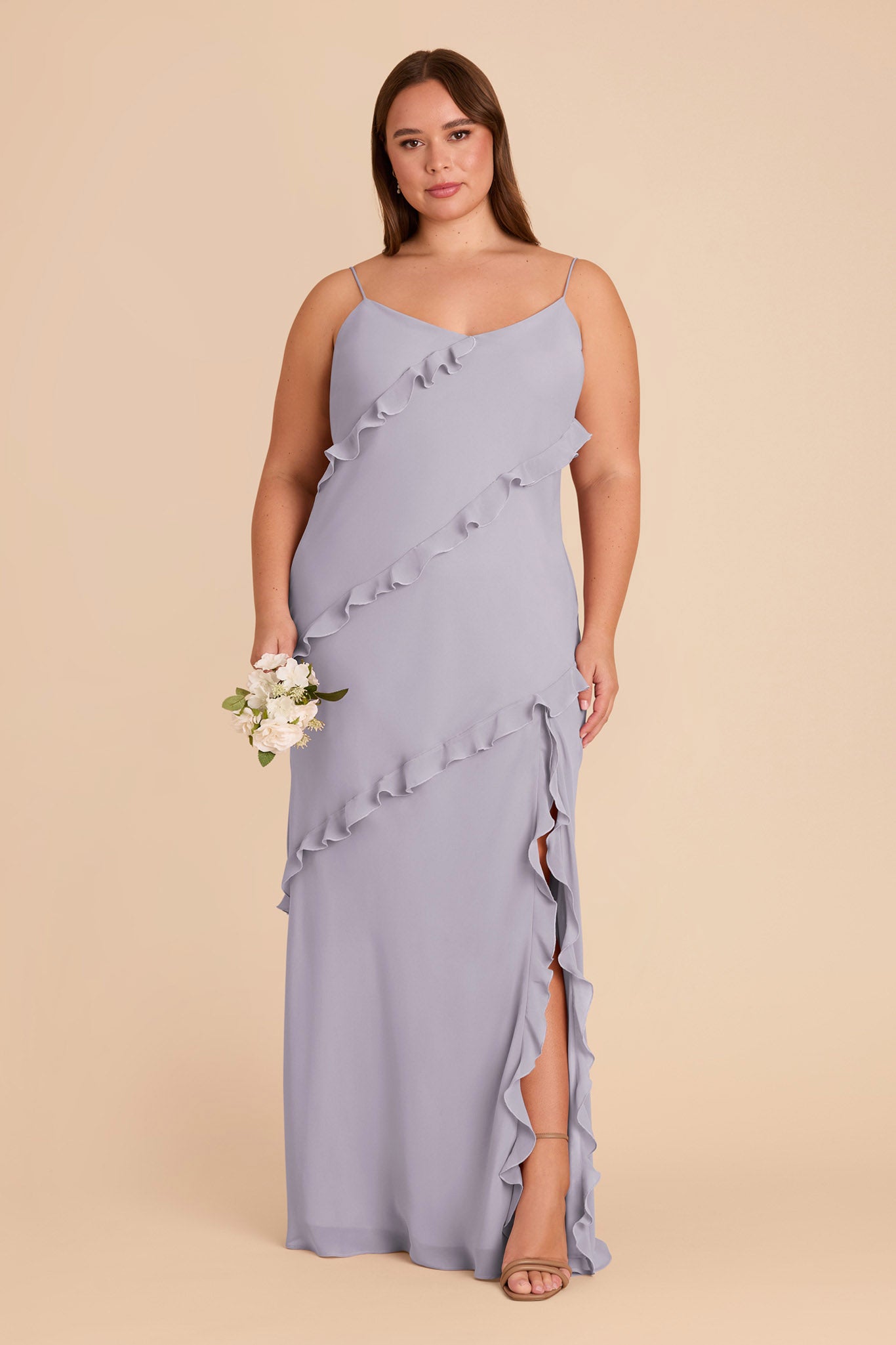 Chiffon Ruffled Dress for Women | Valentina in Dusty Lilac