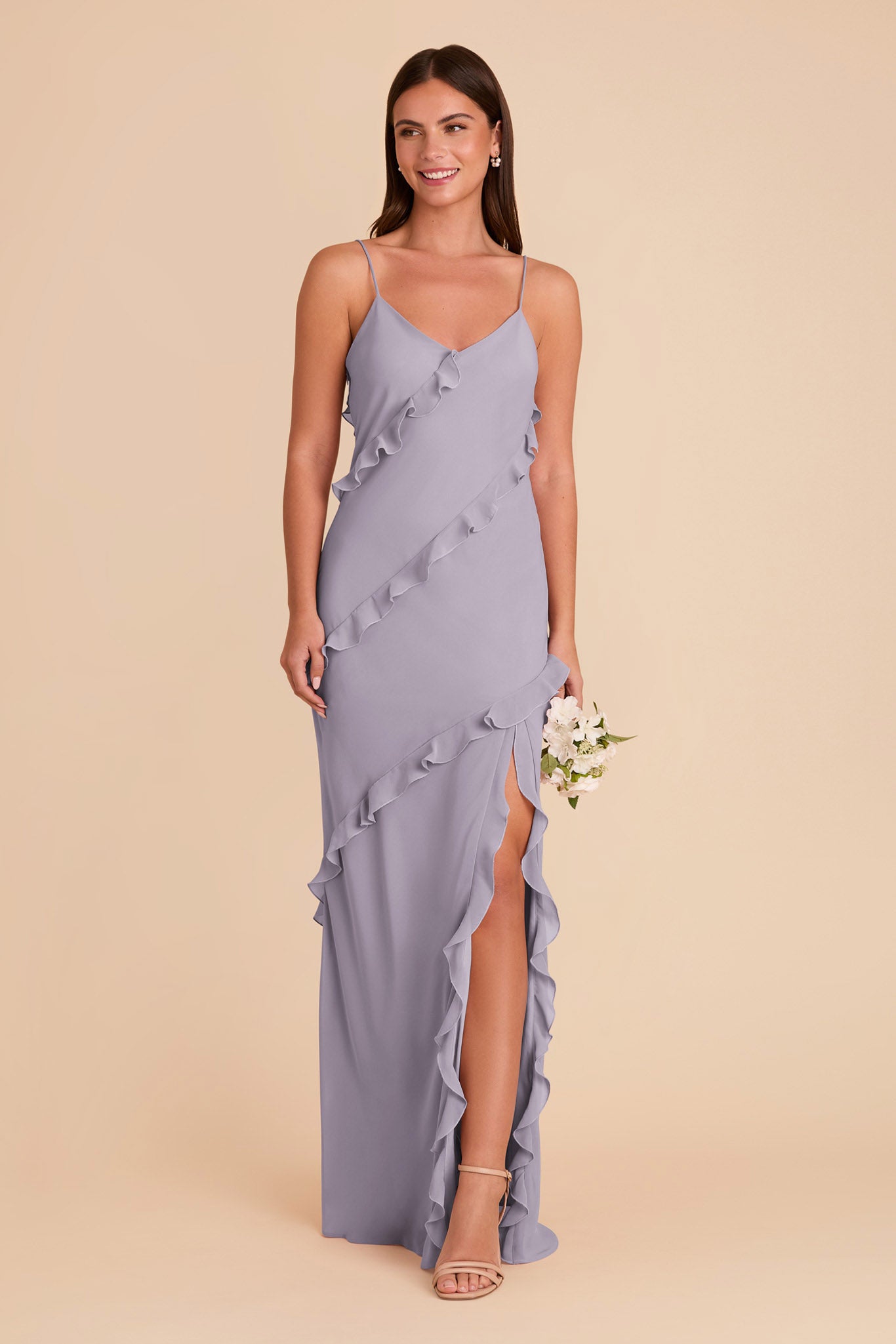 Chiffon Ruffled Dress for Women | Valentina in Dusty Lilac