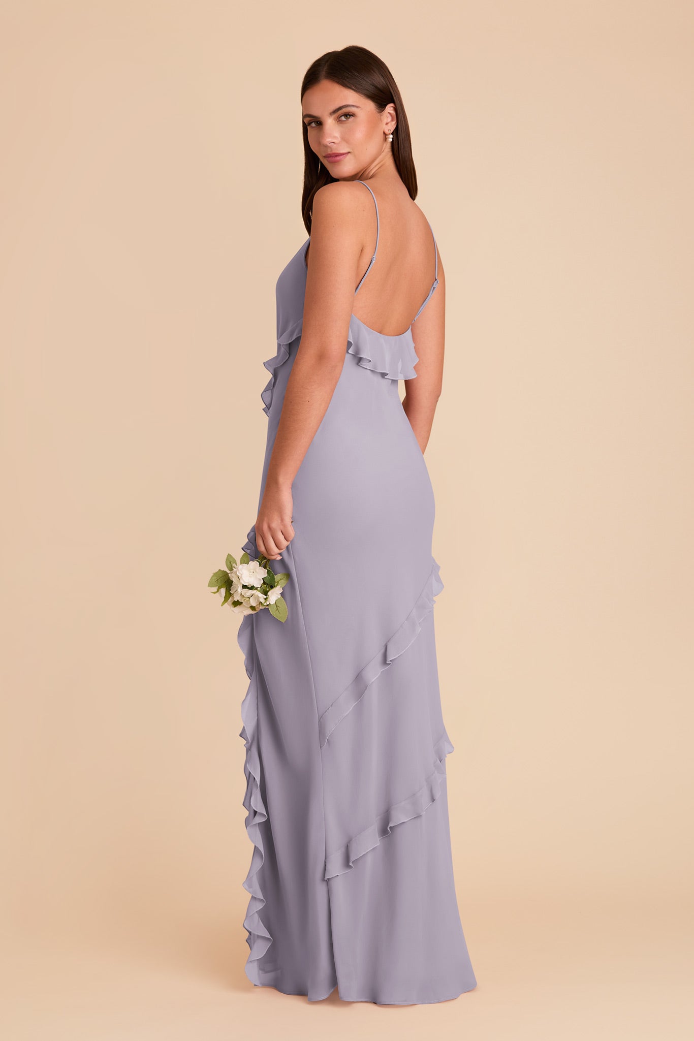 Chiffon Ruffled Dress for Women | Valentina in Dusty Lilac