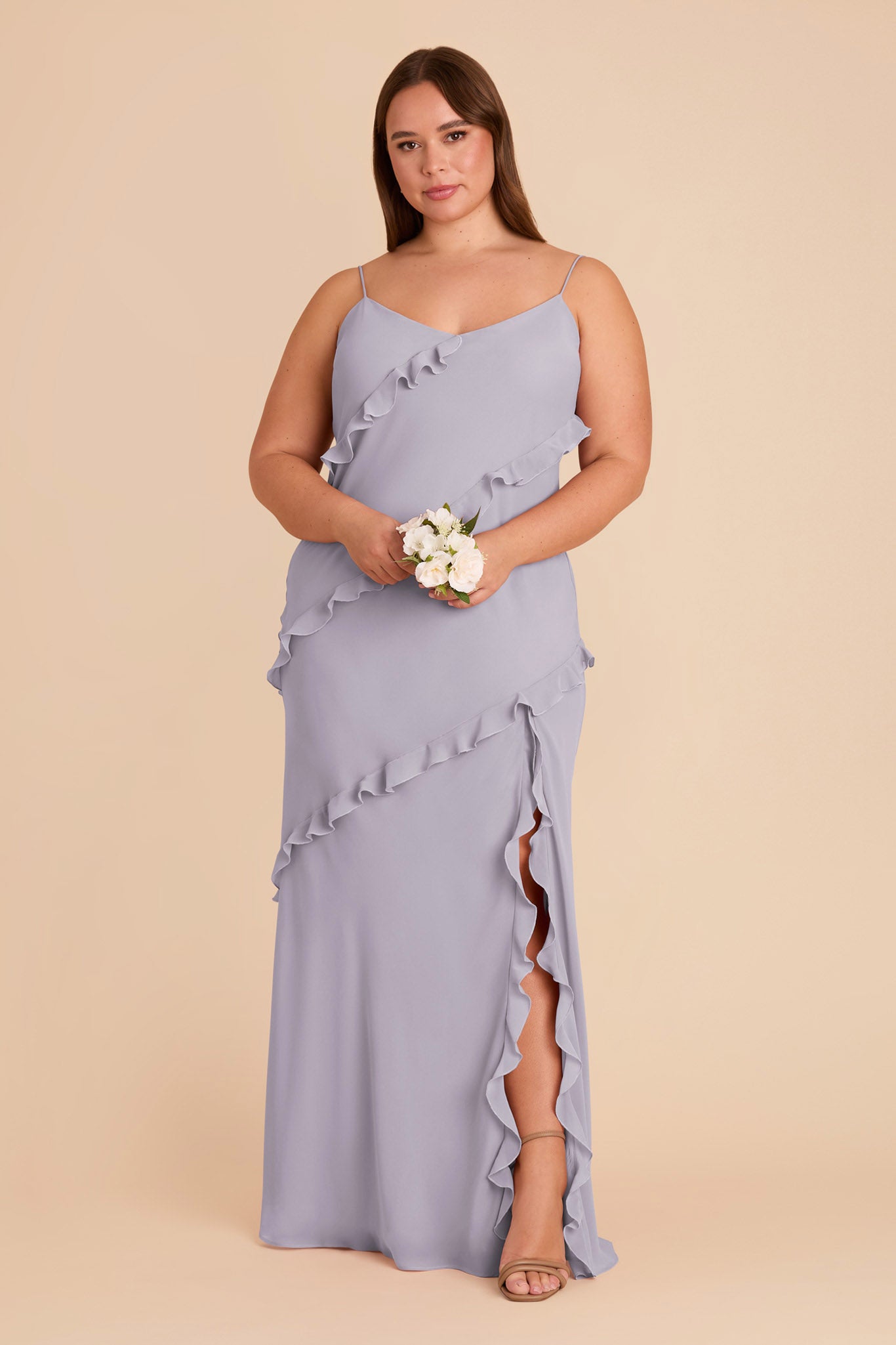 Chiffon Ruffled Dress for Women | Valentina in Dusty Lilac