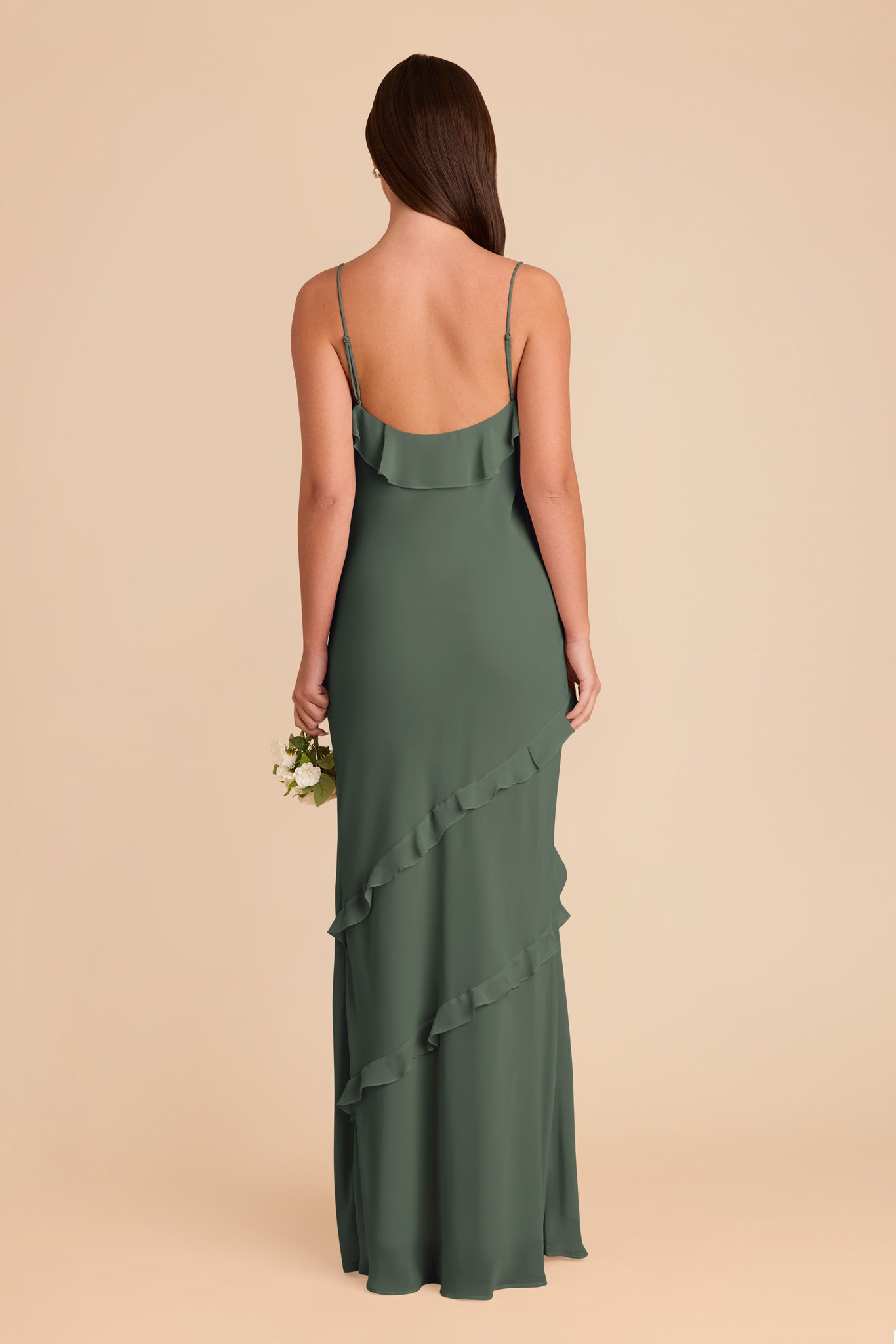 Flirty Ruffled Chiffon Dress for Women | Valentina Eucalyptus