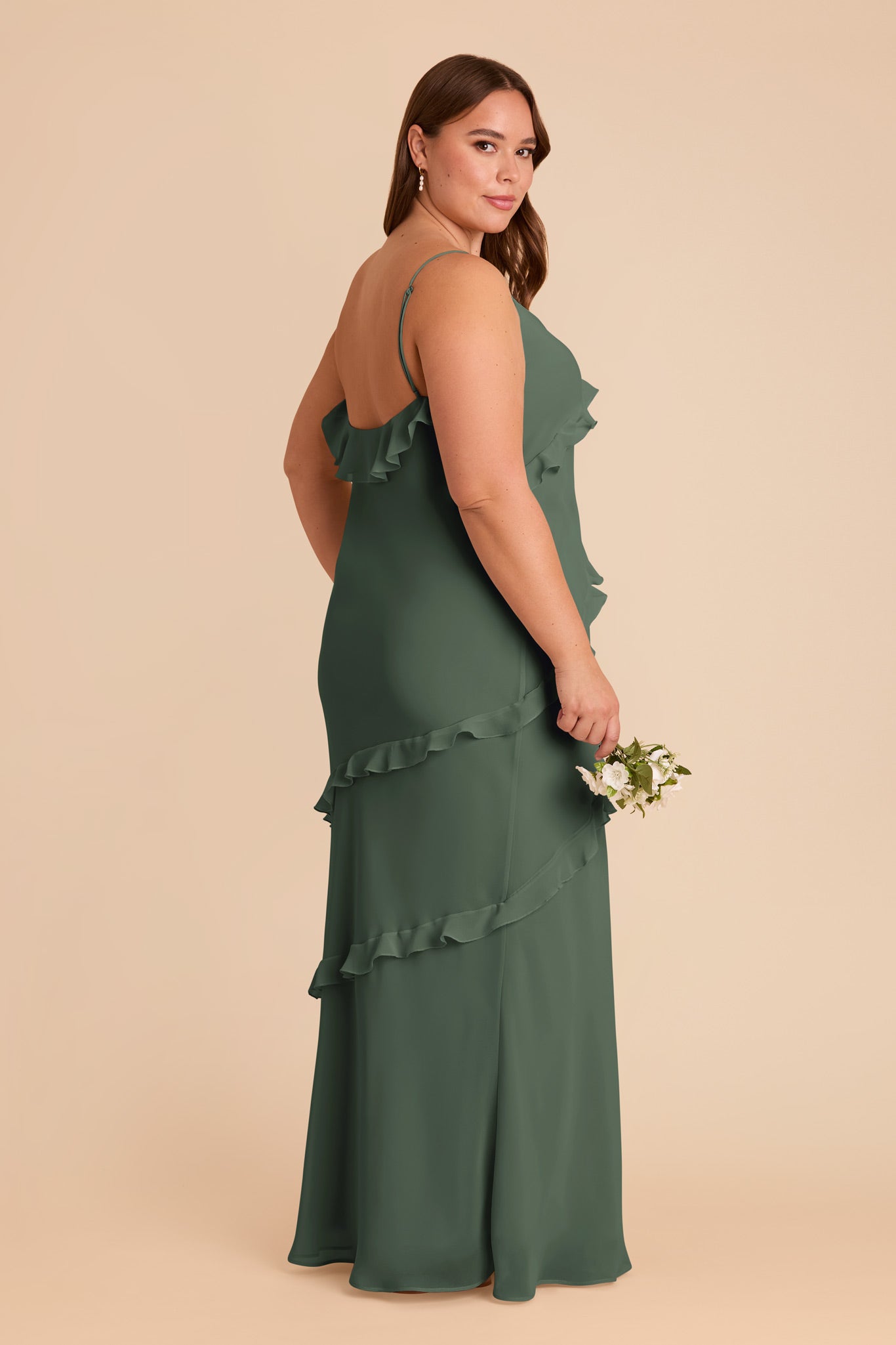 Flirty Ruffled Chiffon Dress for Women | Valentina Eucalyptus
