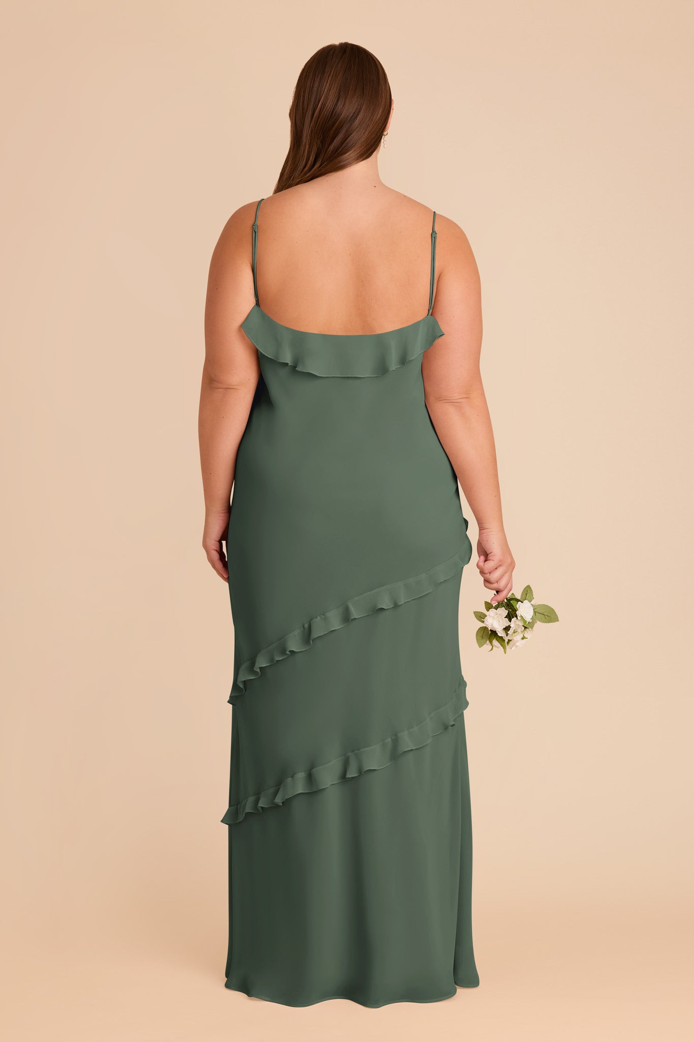 Flirty Ruffled Chiffon Dress for Women | Valentina Eucalyptus