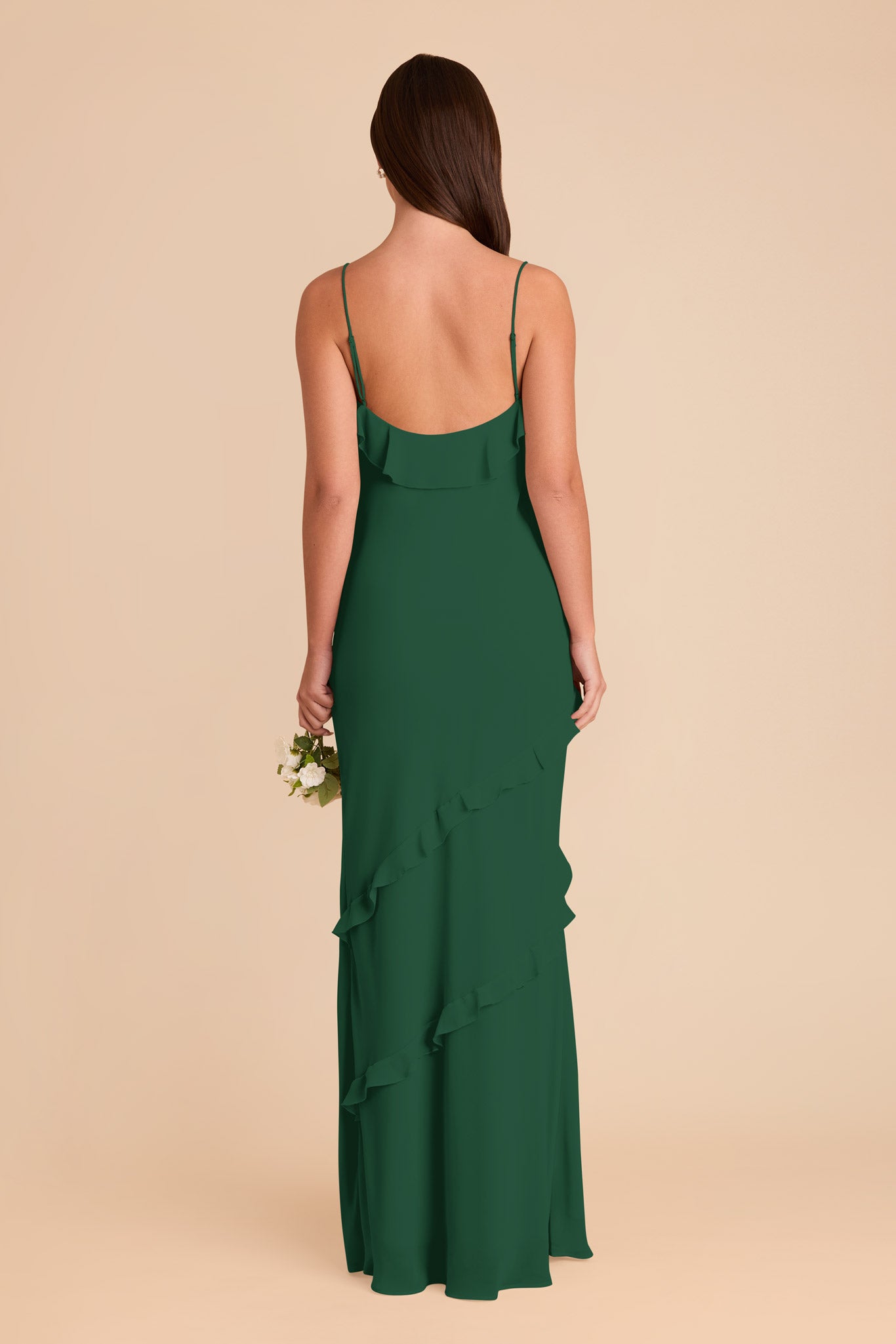 Flirty Ruffled Chiffon Dress in Forest Green | Valentina