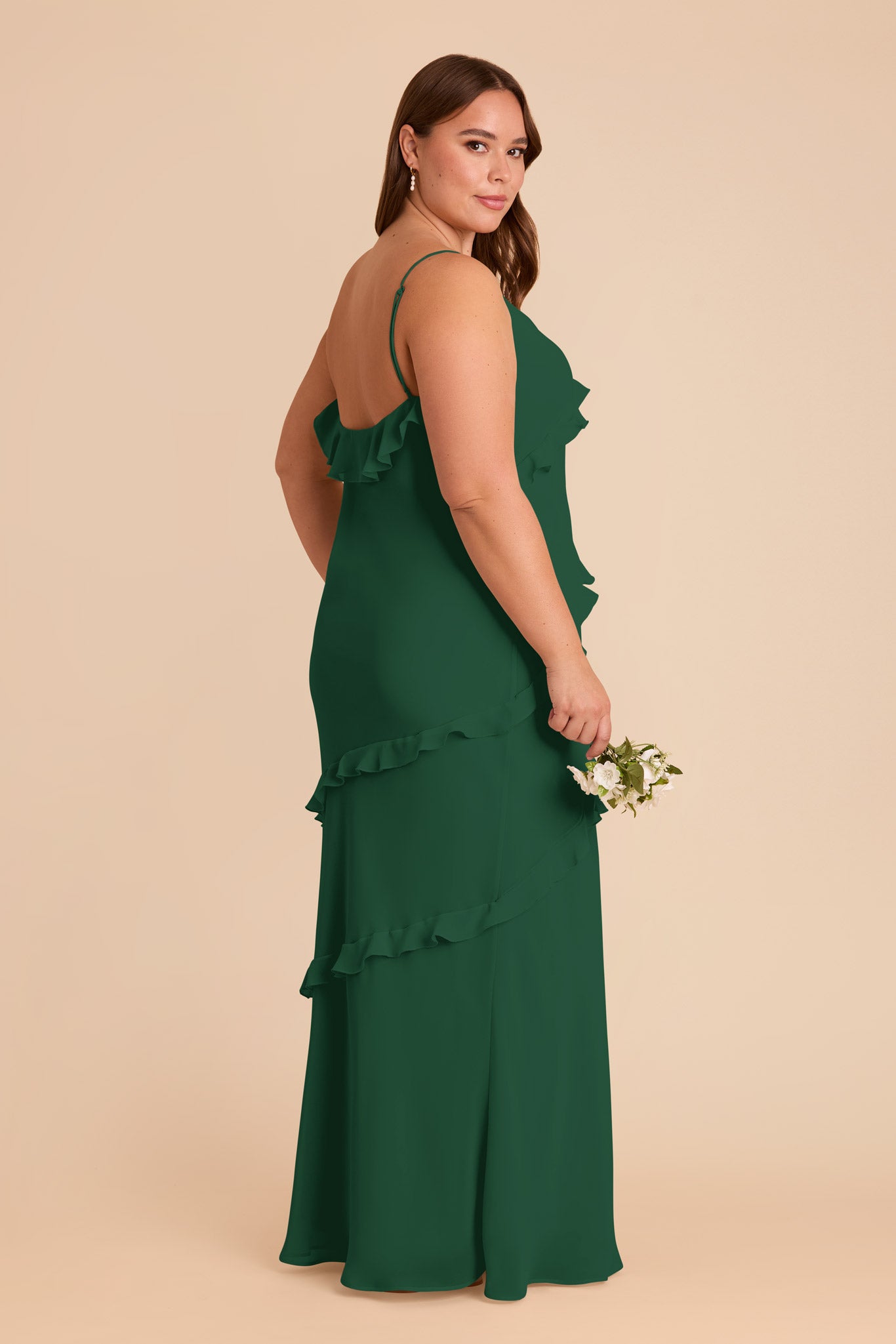 Flirty Ruffled Chiffon Dress in Forest Green | Valentina