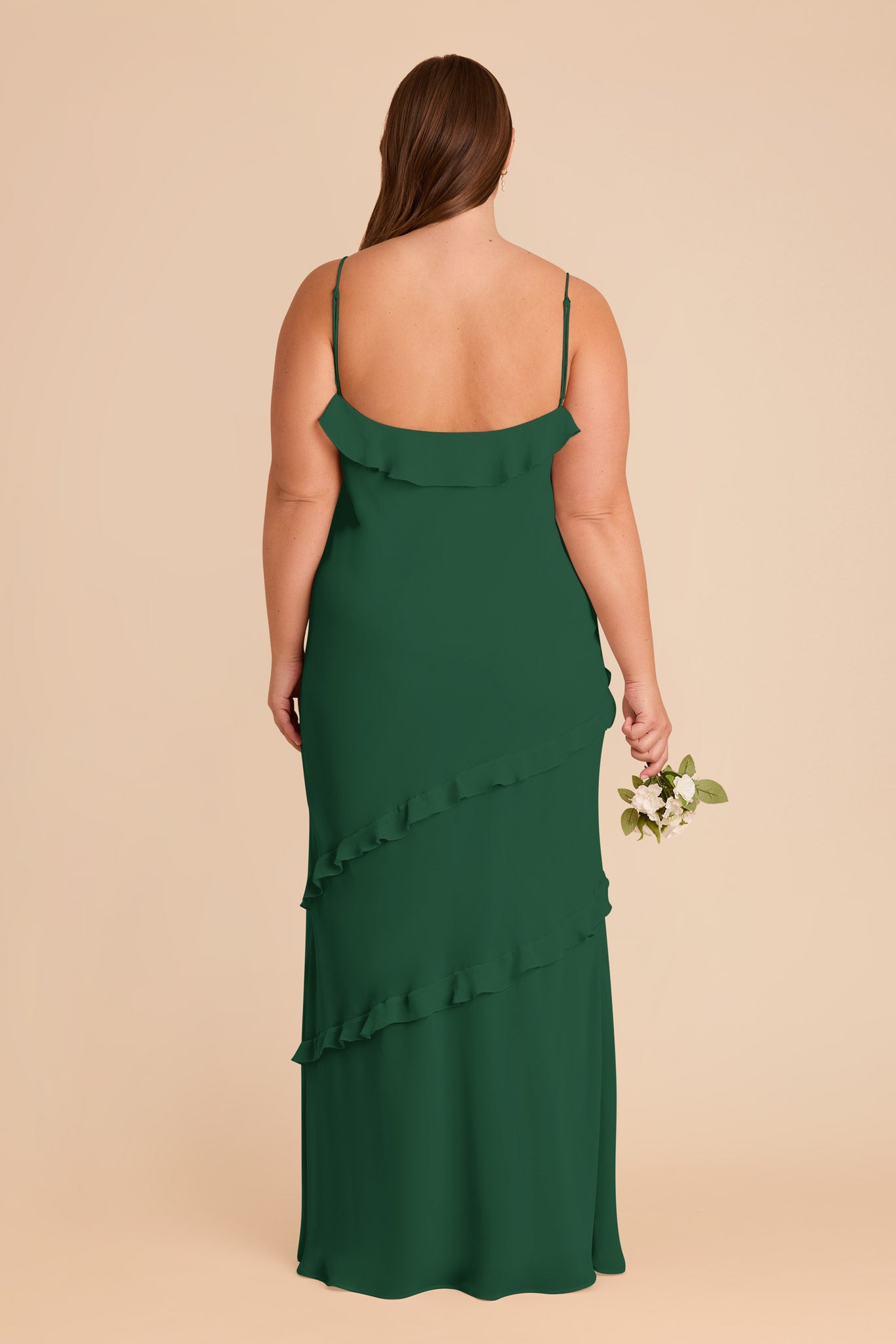 Flirty Ruffled Chiffon Dress in Forest Green | Valentina