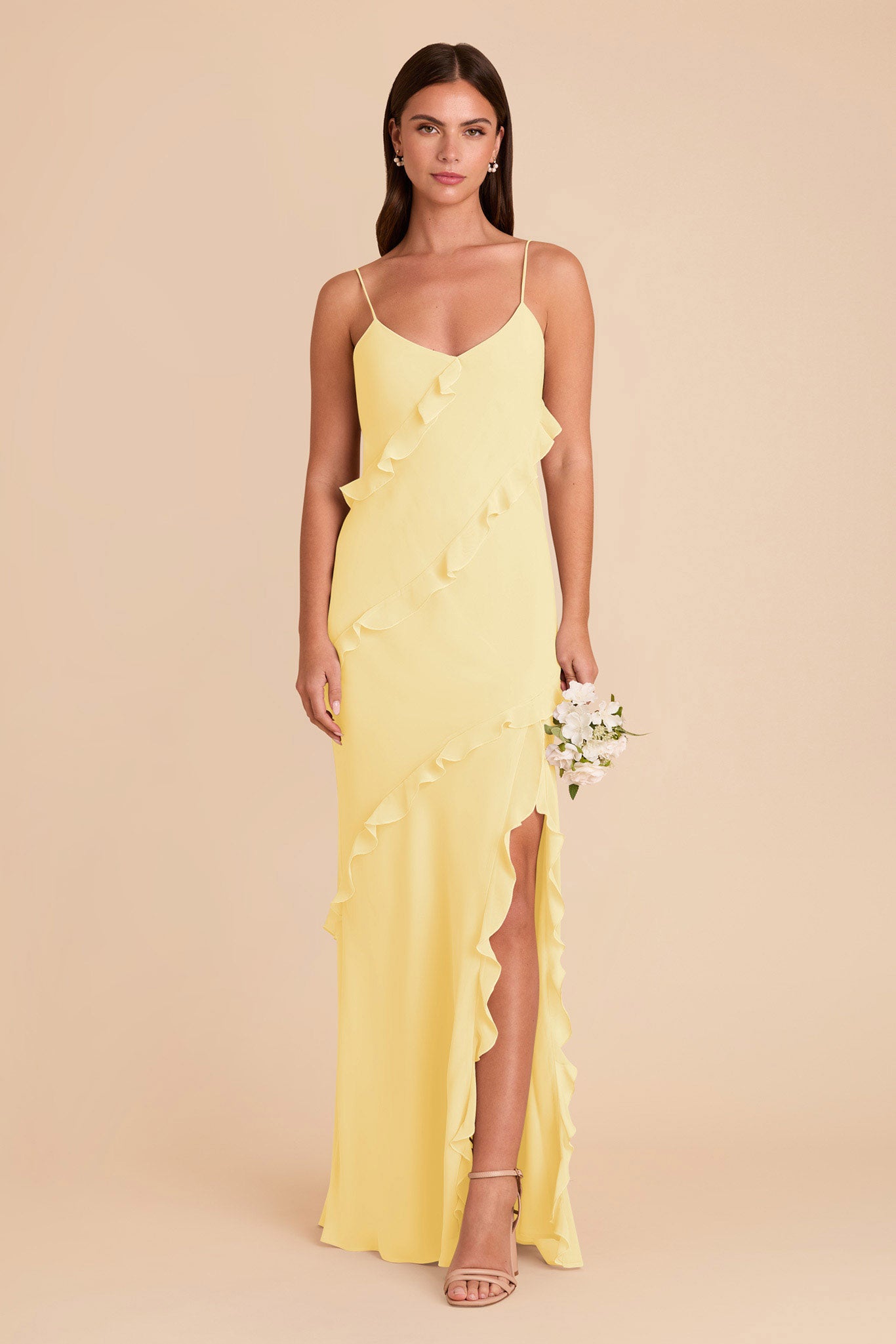 Flirty Chiffon Dress with Ruffles | Valentina Lemon Sorbet
