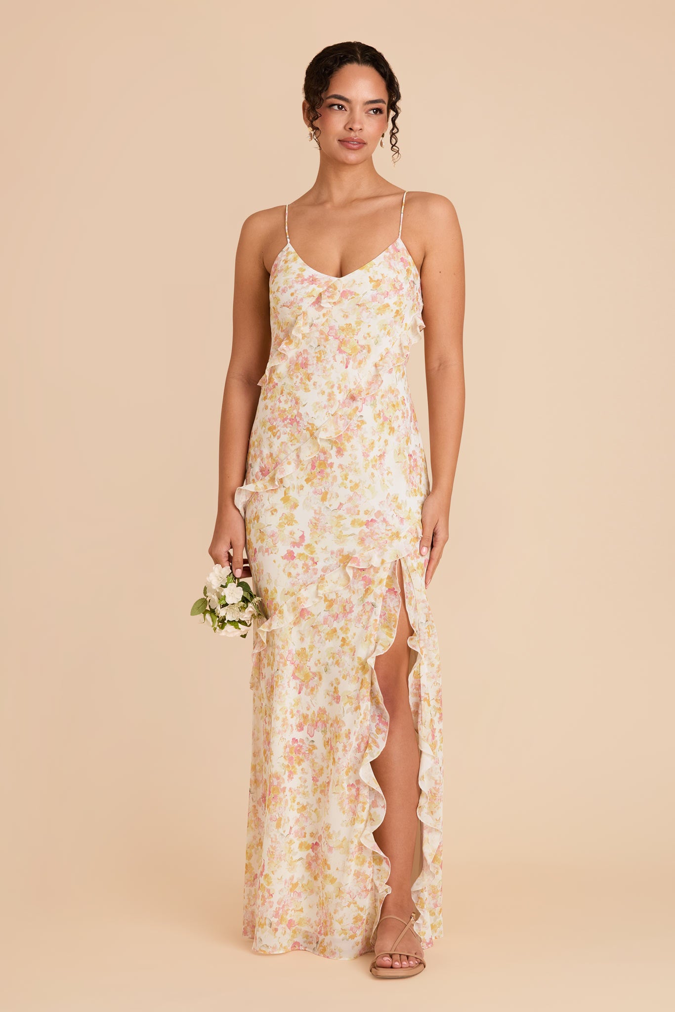 Flirty Chiffon Dress with Ruffles | Valentina Floral